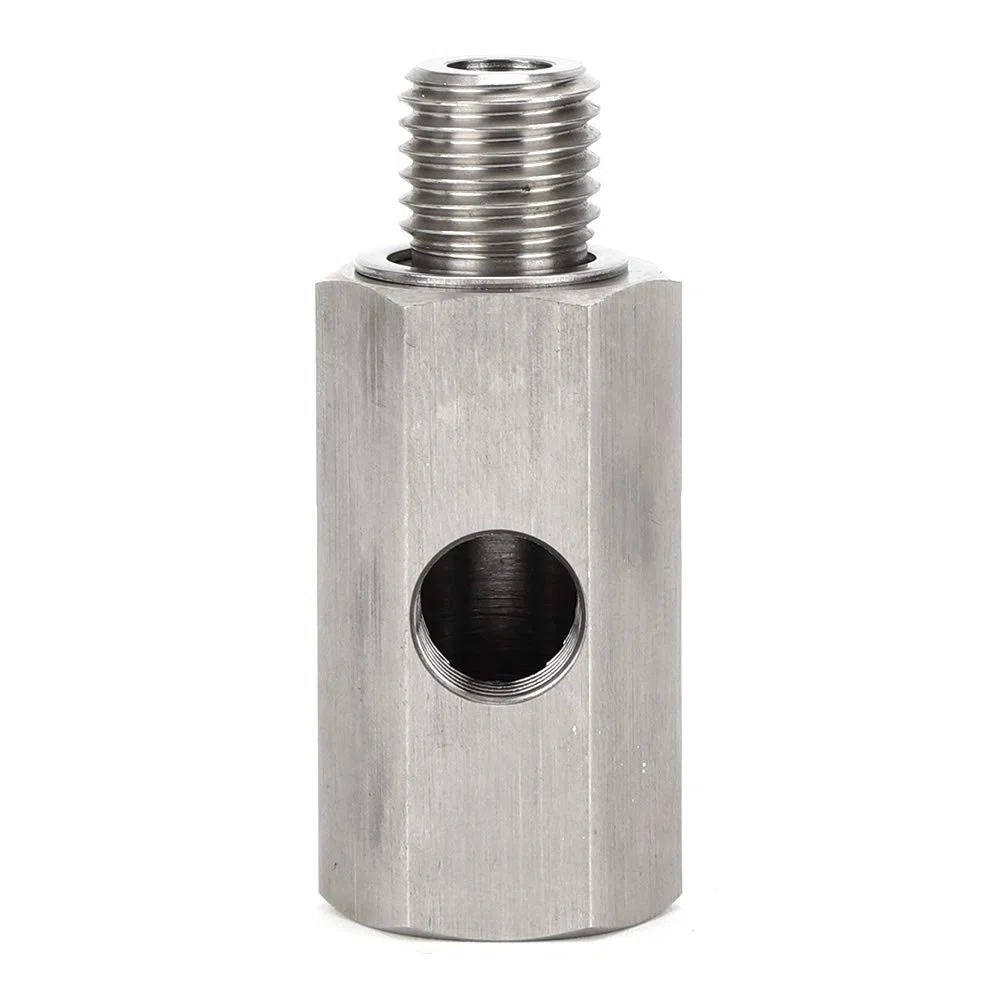 Adaptador de sensor de presión de aceite, M12x1.5 1/8 NPT Medidor de línea de alimentación de suministro turbo Sensor de presión de aceite Conector en T Accesorios de coche de acero inoxidable