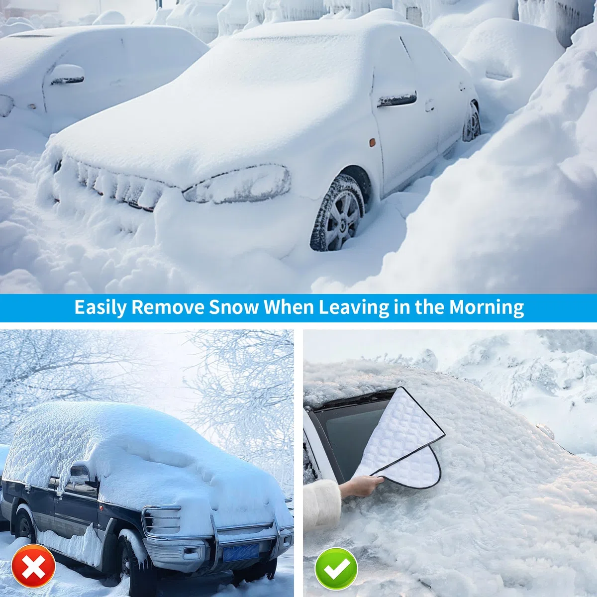 Protector para Parabrisas, Protector Parabrisas Hielo con 10 Magnético, Cubierta Magnético para Parabrisas de Coche Plegable Invierno, Protege de Hielo, Nieve, Rayos UV, Sol y Lluvia, (220x155x128cm)