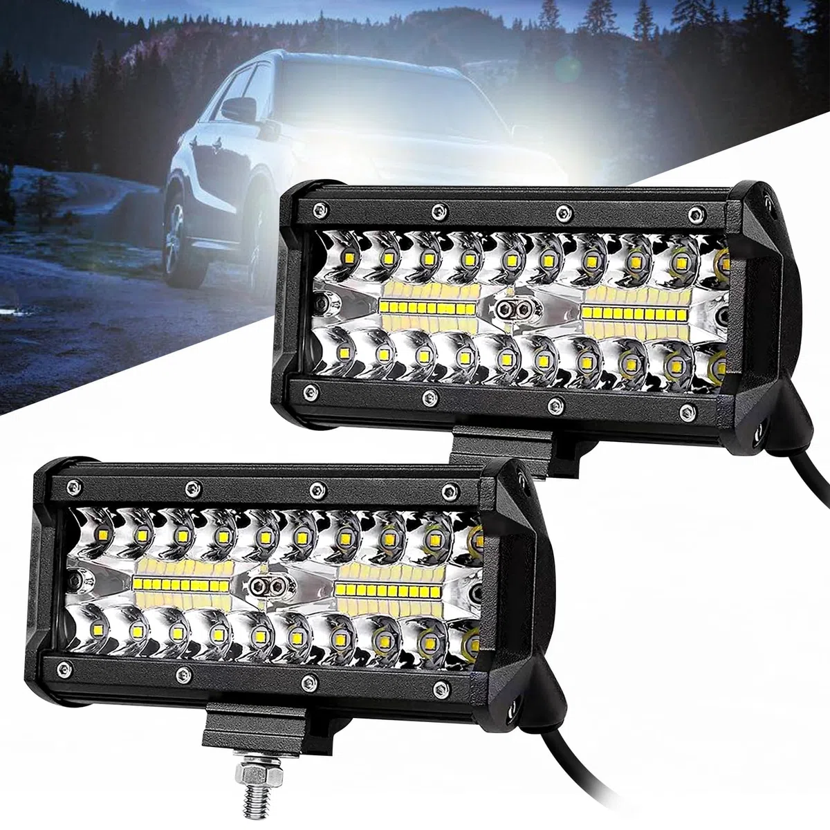 Vegena 2pcs Faro Trabajo LED, Focos De Coche 12v Foco LED, 240w Faros Auxiliares De Moto, Focos Led Trabajo Tractor Foco De Trabajo LED IP67 Para Automóviles, UTV, ATV, Camiones, Motos, Barco