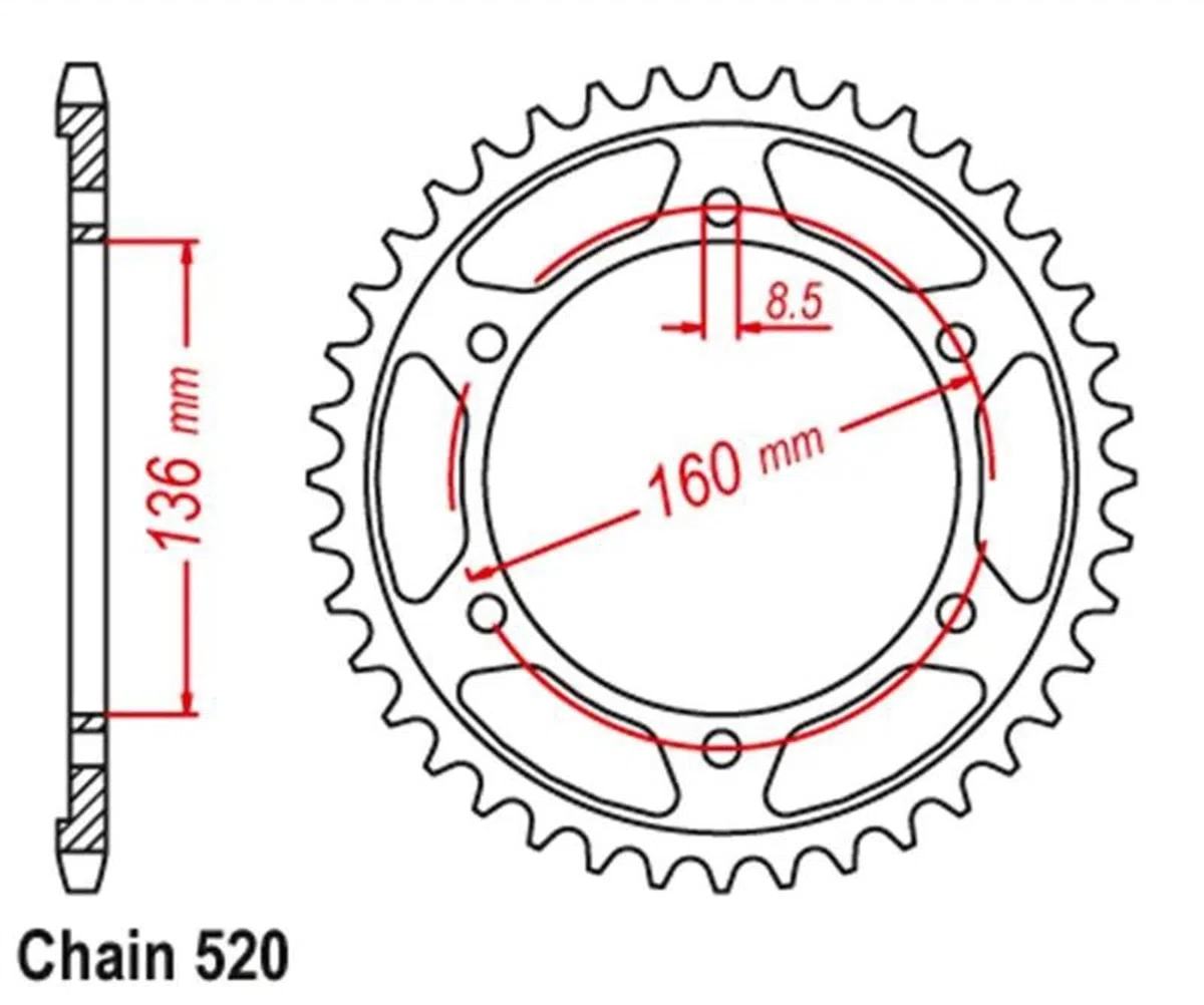 Pieza de piñón Piñón Trasero De Aluminio Dorado para Motocicleta 520-47T para BMW Road F650 1994-1995 para Funduro 1996-2000 ST para Strada 1998-2000 1999