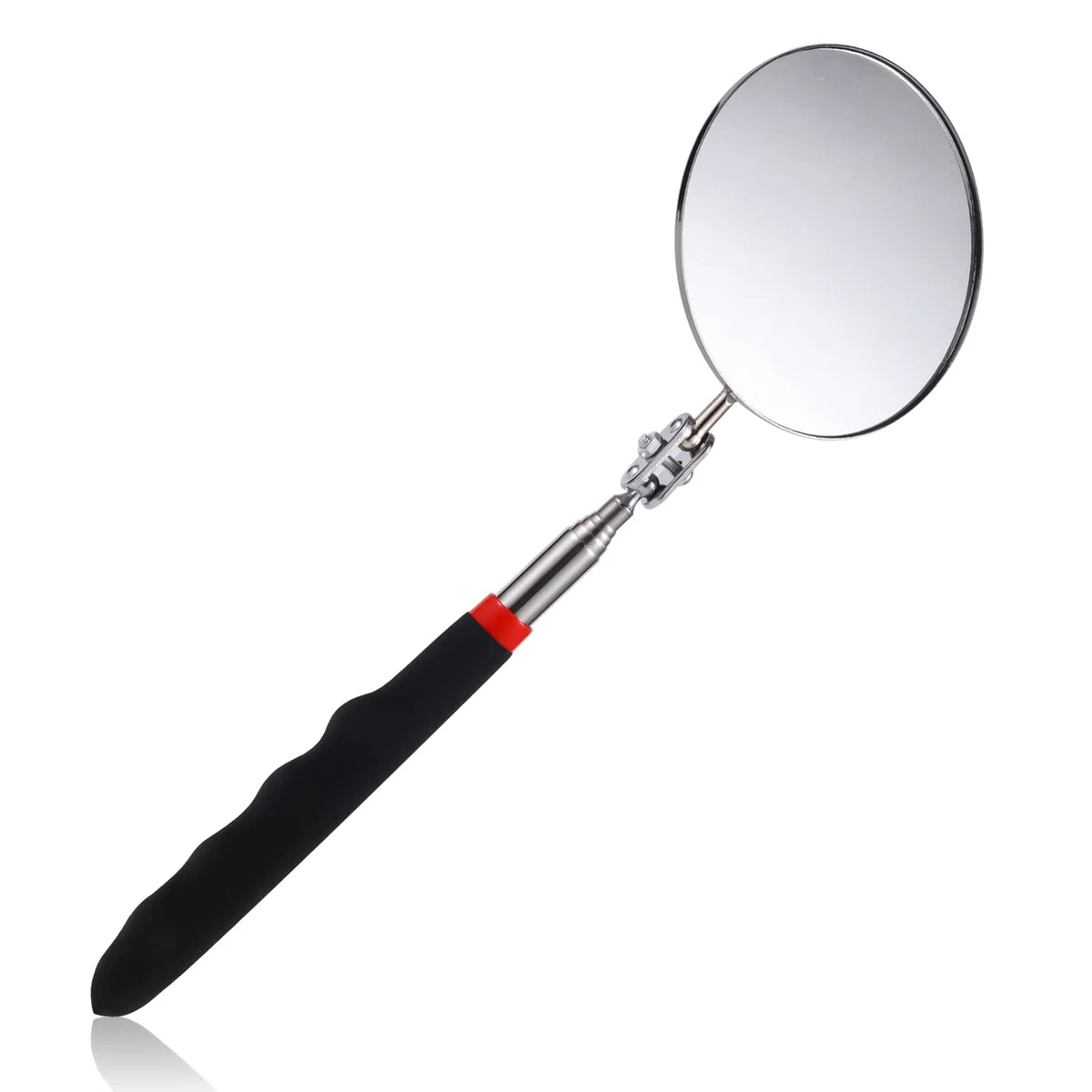 Espejo de Inspección Telescópico, Circular Espejo Telescópico con Mango Extendido Espejos de Inspección de Máquina Herramienta para Comprobar el Estado del Vehículo (Mango de 26~75cm)
