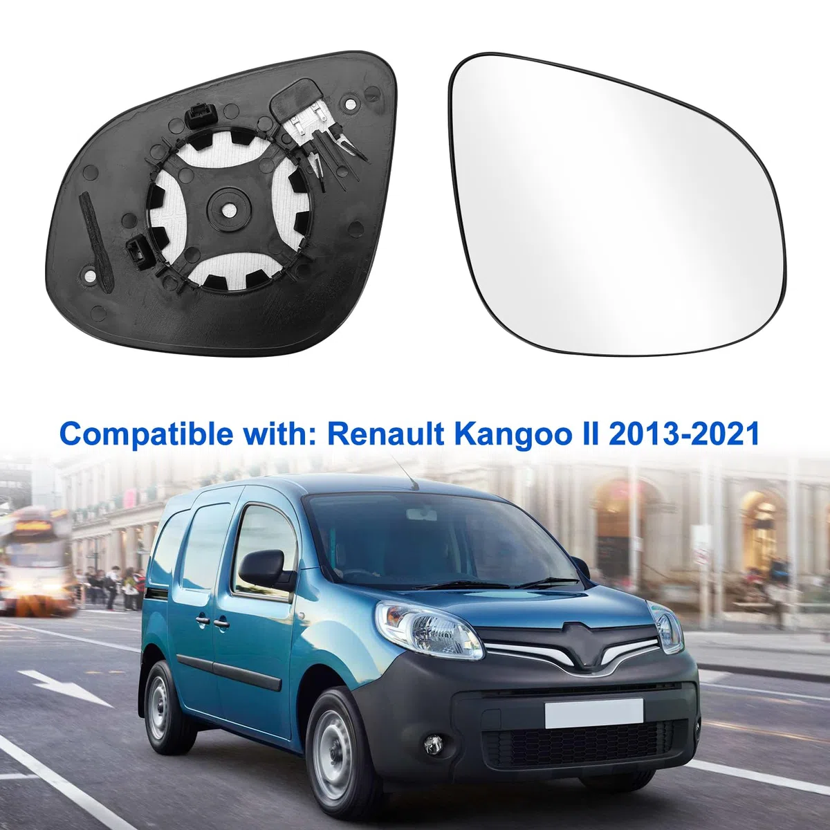 Espejo Retrovisor Reemplazo para Renault Kangoo II 2013-2021, Espejo Retrovisor Exterior Hiperbólico con Calefacción Cristal Vidrio Esférico Izquierdo o Derecho (Derecho)