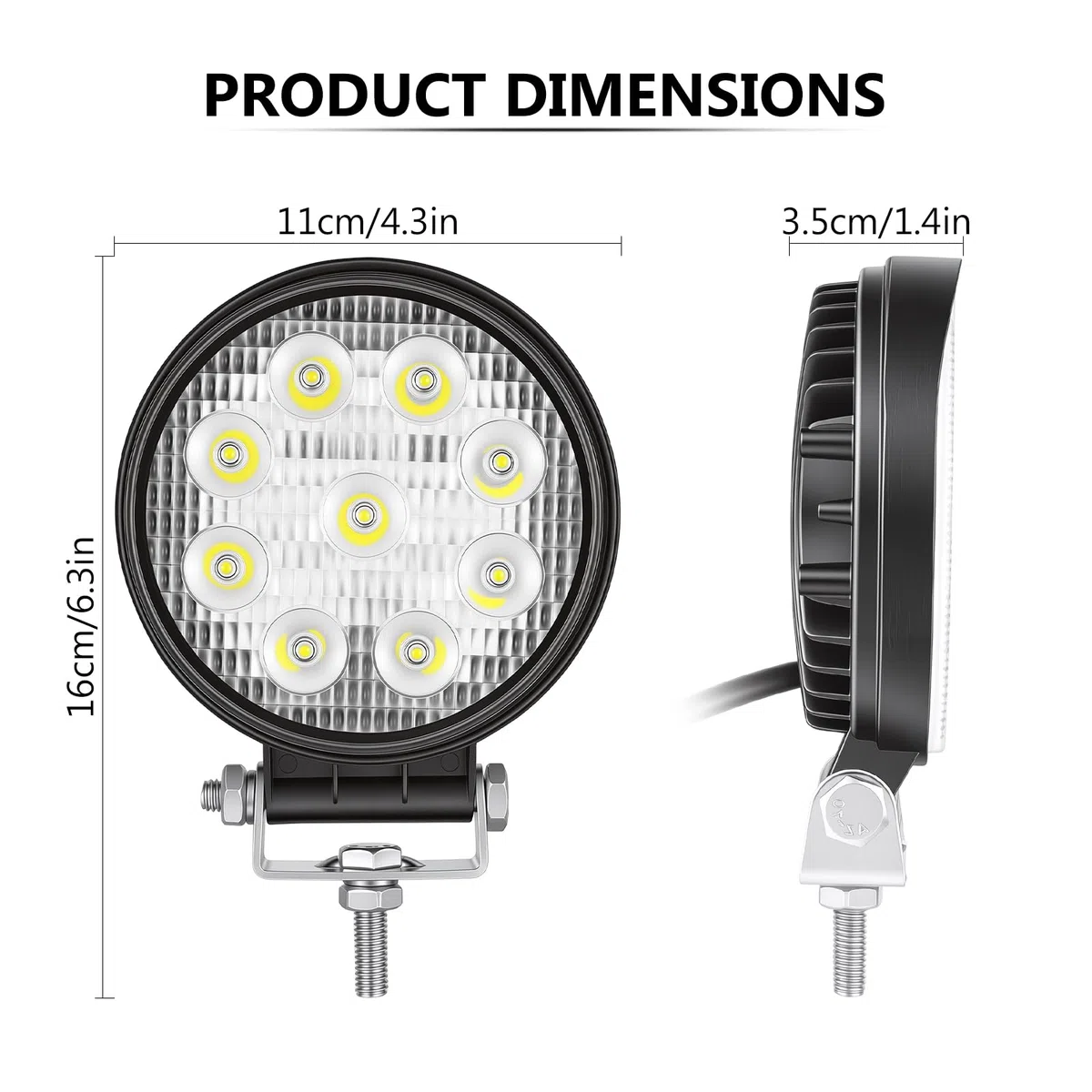 RIGIDON 2 Pcs Redondo Focos Led Tractor, 4 pulgadas 27W faros trabajo Spotlights Luz de Niebla 12V 24V 6000K IP67 impermeable para 4x4 Off Road Coche Camión Moto ATV UTV SUV 4WD Barco