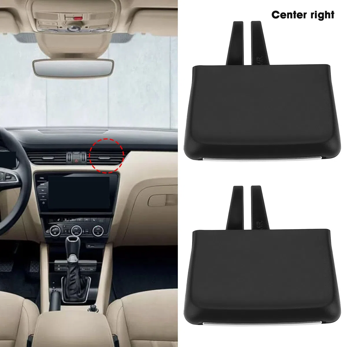 ECSiNG 2 Deslizadores de Ventilación Delanteros de Aire Acondicionado para Coche Compatible con Skoda Octavia 2014-2019 Parte Central Derecha.