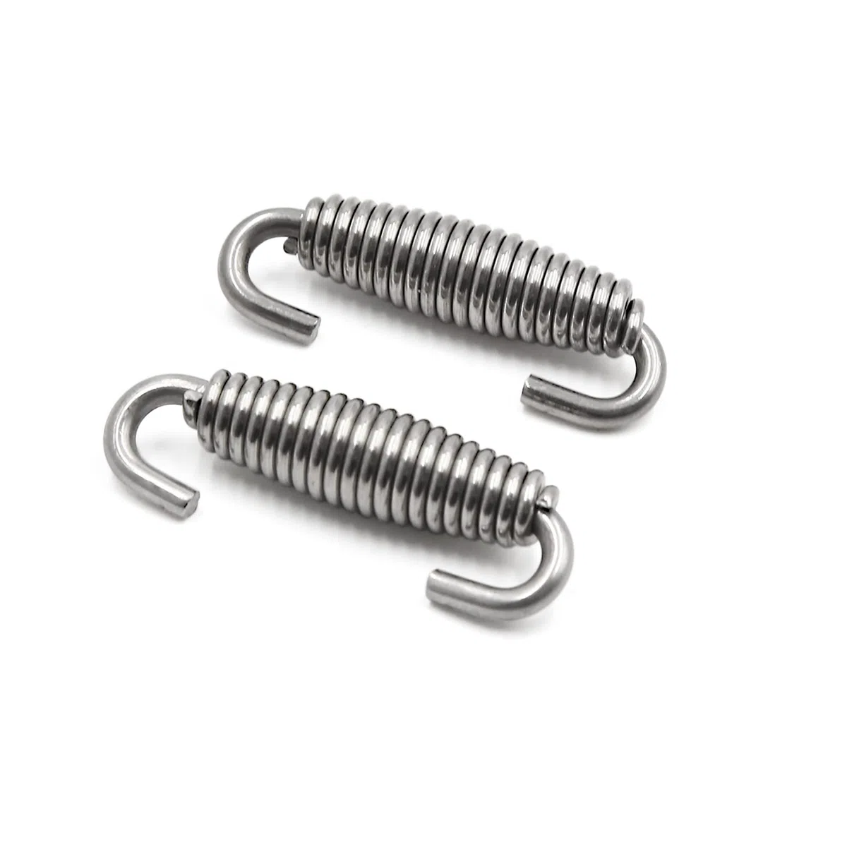sourcing map 2uds 55mm Acero Inoxidable Gancho de Resorte del Tubo Escape de la Moto Tono Plateado