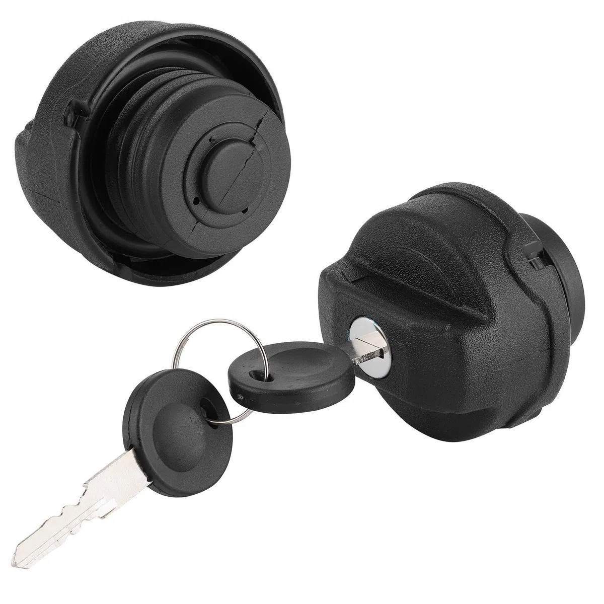 Tapa del tanque de combustible, tapa de llenado del tanque de combustible Tapa de bloqueo de gasolina ABS negra para/Caddy con 2 llaves
