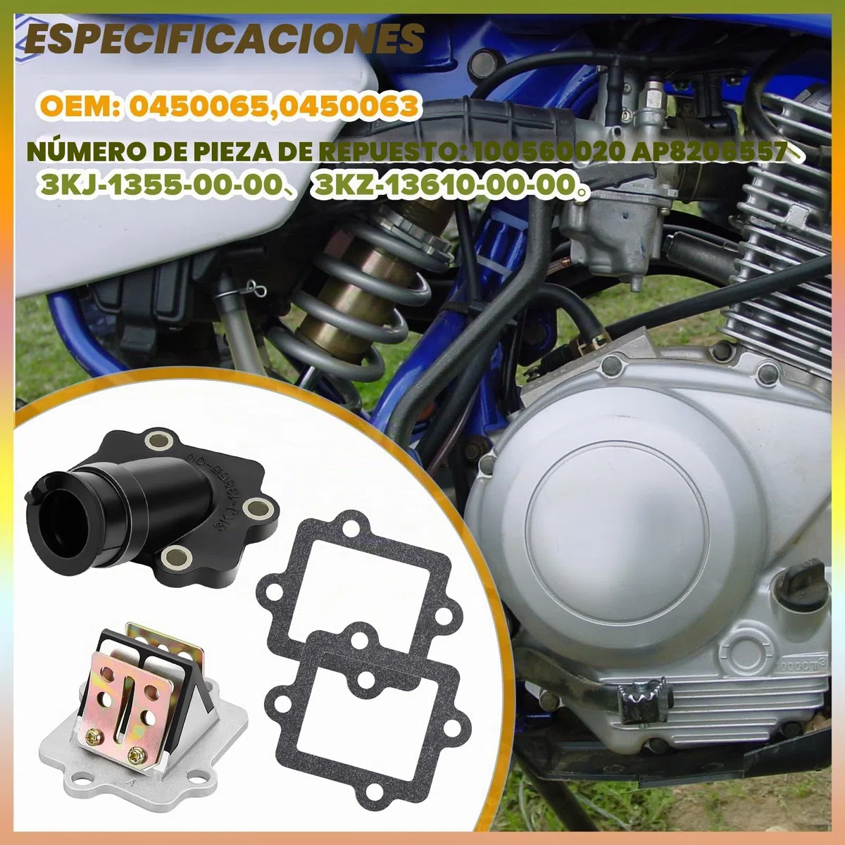 Bloque de válvulas de láminas con colector de admisión y juego de juntas para Yamaha Aerox para ciclomotor scooter de 2 tiempos Yamaha Jog 50cc