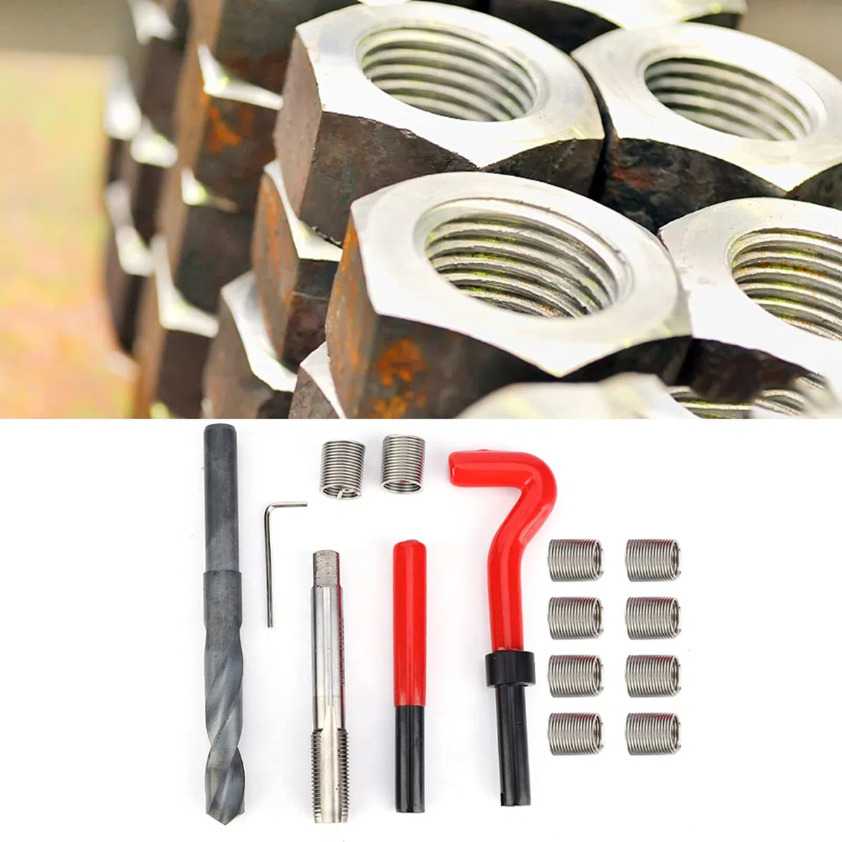 Kit de Reparación de Roscas, 15 Piezas, Insertos Roscados M14 x 1,5 de Acero Inoxidable, Set de Inserción para Reparación de Roscas
