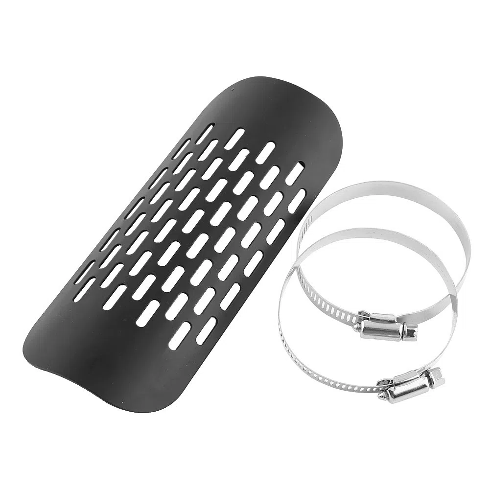 Escape de motocicleta, Yosoo Silenciador Protector de Calor Universal con 2 Abrazaderas de Montaje Ajustables(Negro) escudo térmico de escape protector escape dr