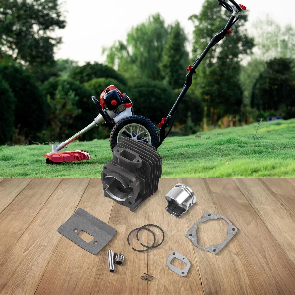 Kit de Cilindro de pistón de 44 mm para Cortador de Cepillo de Motor 44F-5 de 52 CC, diseño Ligero con conductividad térmica Mejorada