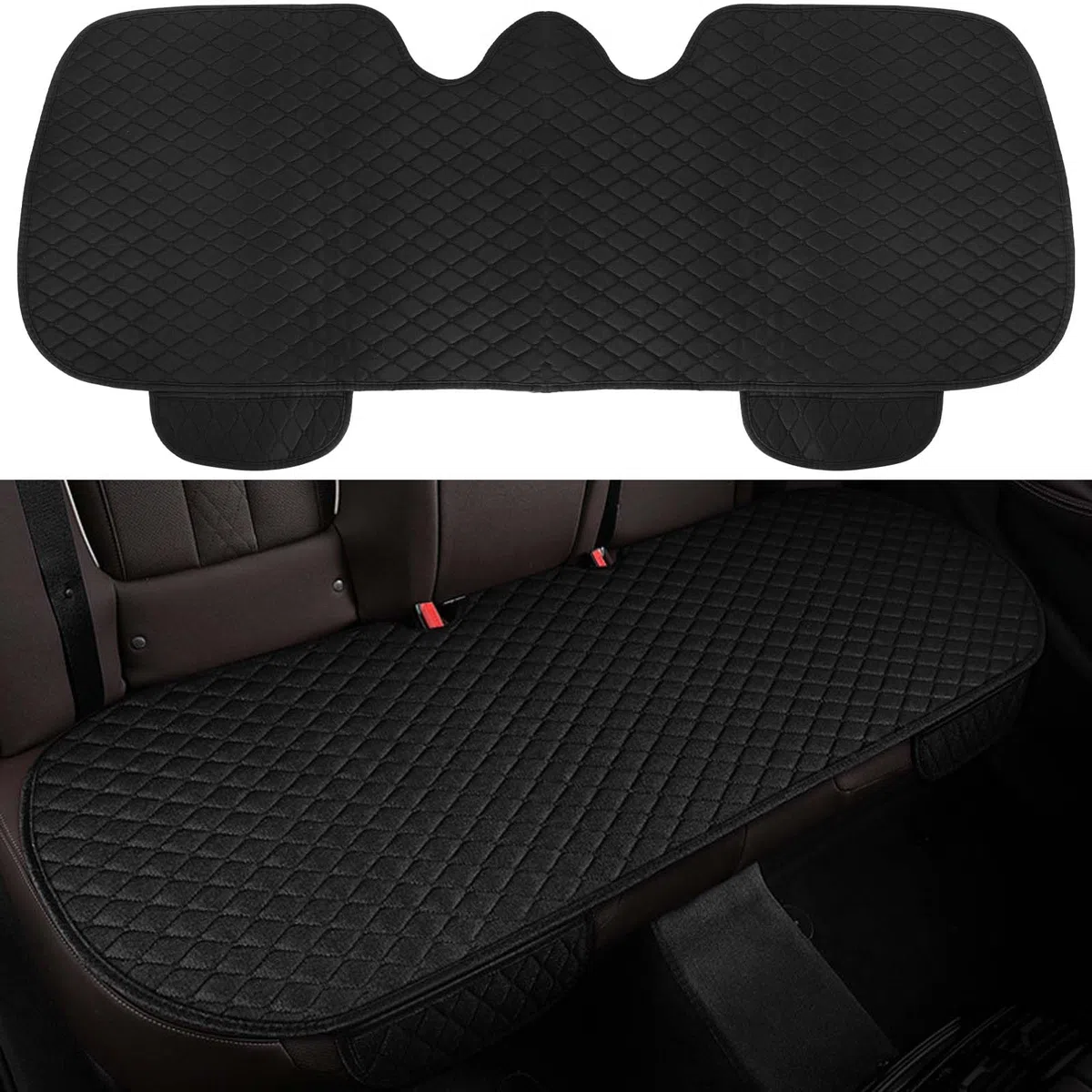 Cojín Asiento Coche Universal Cojin Coche Asiento Trasero 134 x 50 cm Antideslizante Suave Cojines Negro Funda para Asiento de Coche Transpirable Cojines para Asiento de Coche, Tractor, Oficina