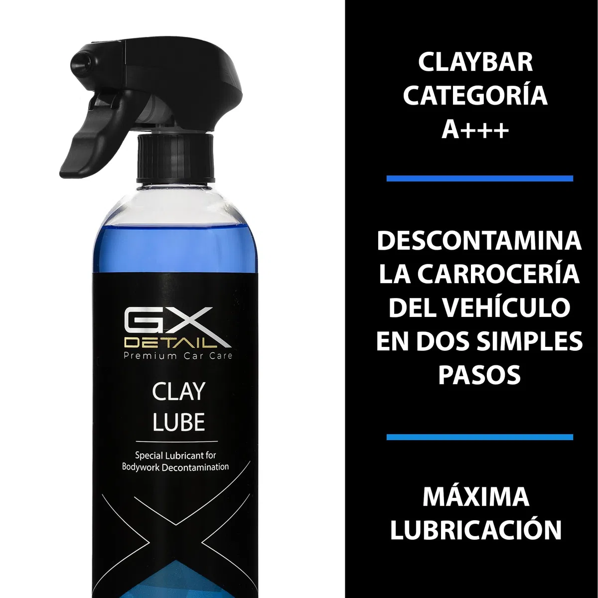 GxDetail Clay Lube Descontaminante para Carrocería 500 ml. – Lubricante Profesional para Uso con Clay Bar – Facilita la Eliminación de Contaminantes sin Arañazos – Acabado Suave y Brillante.
