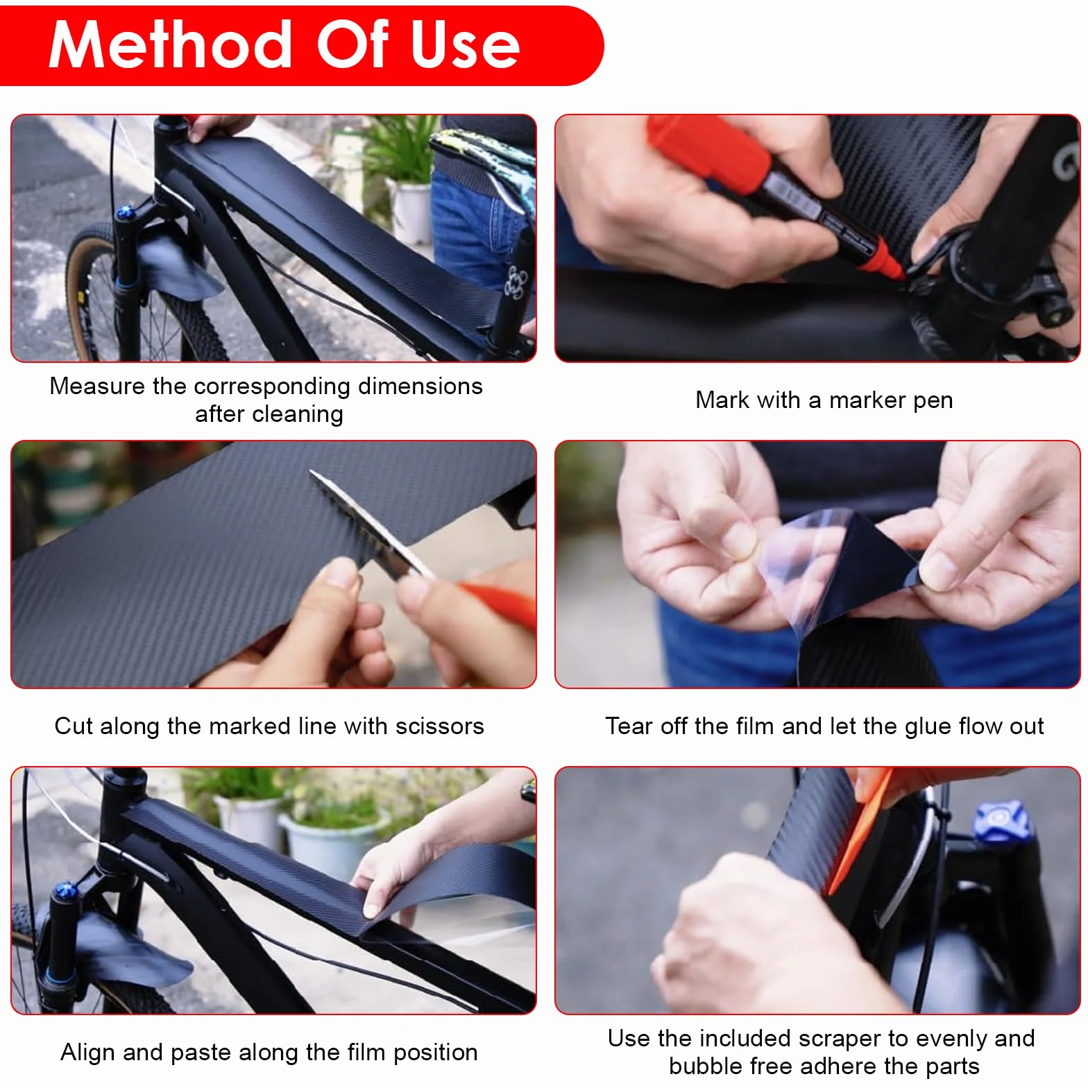 Protector Parachoques Coche, 10cm x 3m Vinilo Protector Bicicleta, Vinilo Fibra Carbono Para Moto, Adhesivo Protector para Marco de Bicicleta, Anti-Arañazos, para MTB, E-Bike