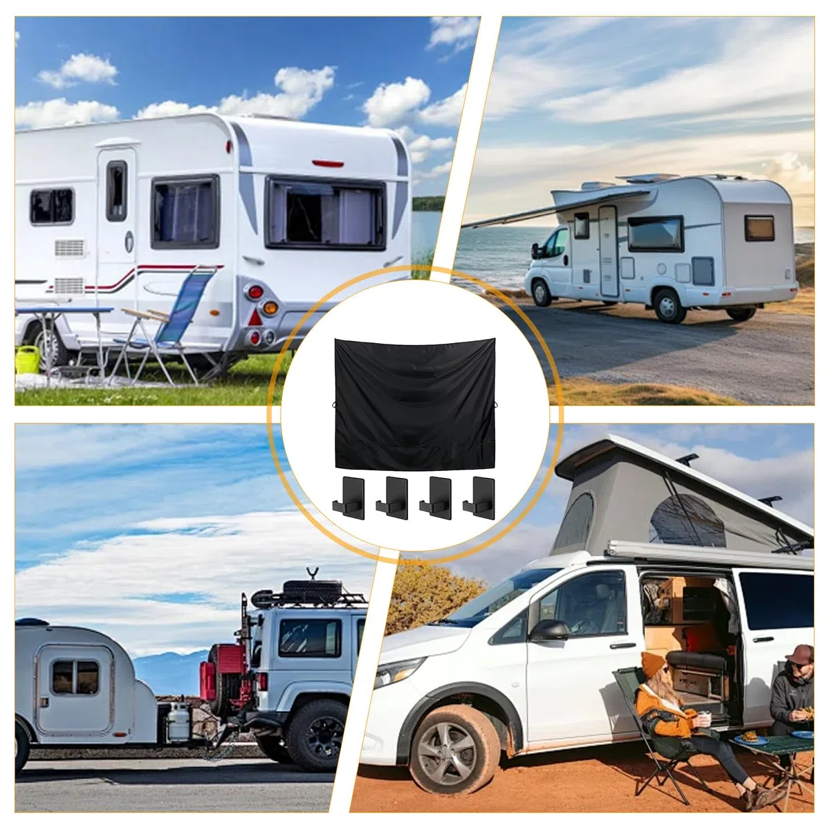 Cortina de Ducha para Camping en Coche,Cortina de Ducha para Puerta Trasera de Furgoneta con Ganchos Magnéticos | Accesorios Automotrices Cubierta Impermeable Exterior para Furgoneta Autocaravana