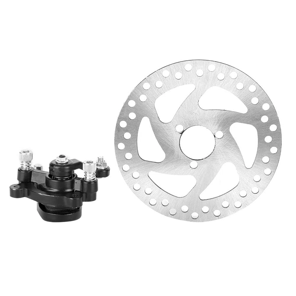 Juego de Frenos de Disco, Pinza de Freno Negra de Aleación de Aluminio + Juego de Discos de Freno Plateados, Diámetro de Disco de 140 Mm, para Mini Kart Eléctrico o de Gas, ATV,