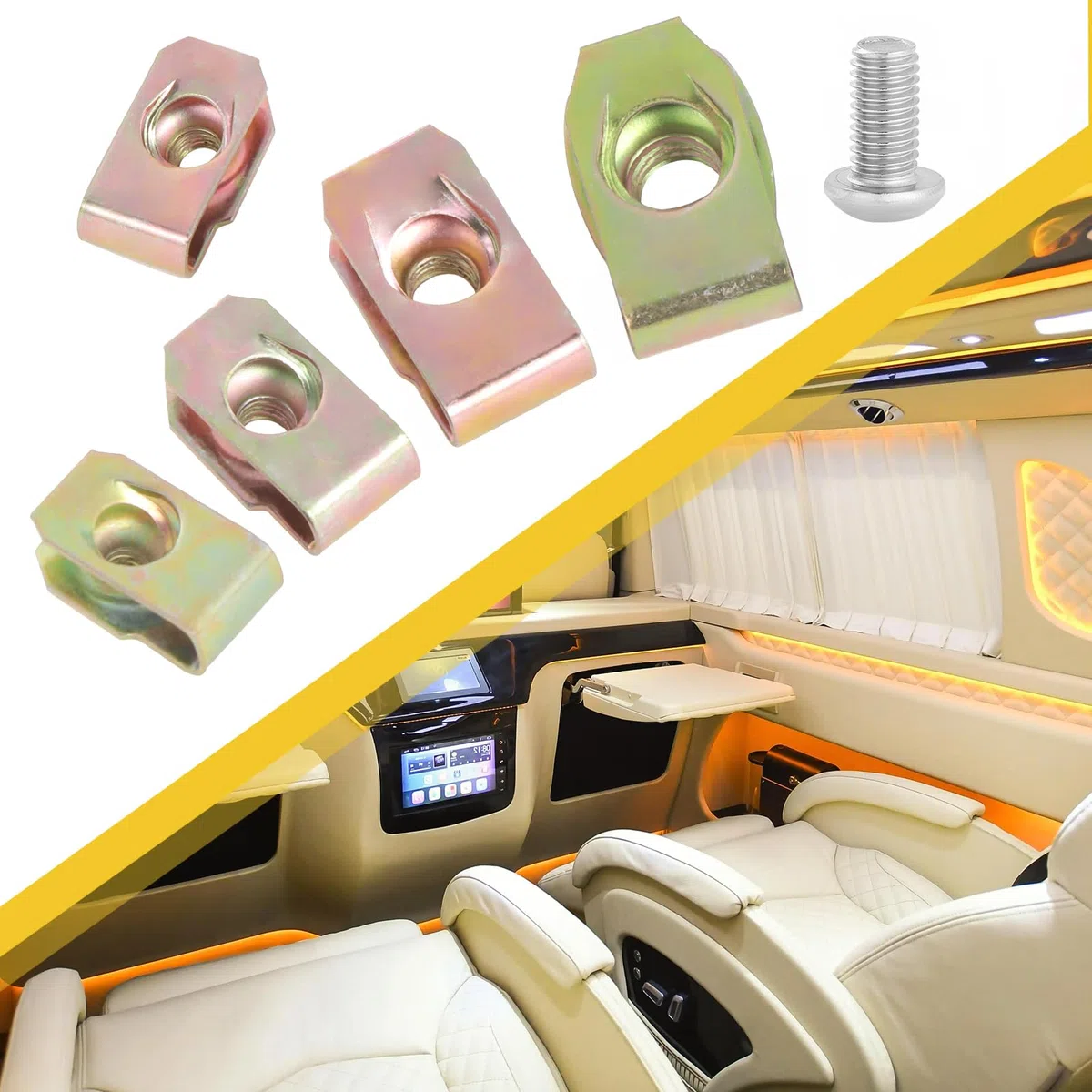 Gueenky 115 Piezas Tuercas de Clip en U, M4 M5 M6 M8 Grapas Tuerca Carroceria Tornillos Roscachapa de Clip de Tuerca en U para Coche y Moto