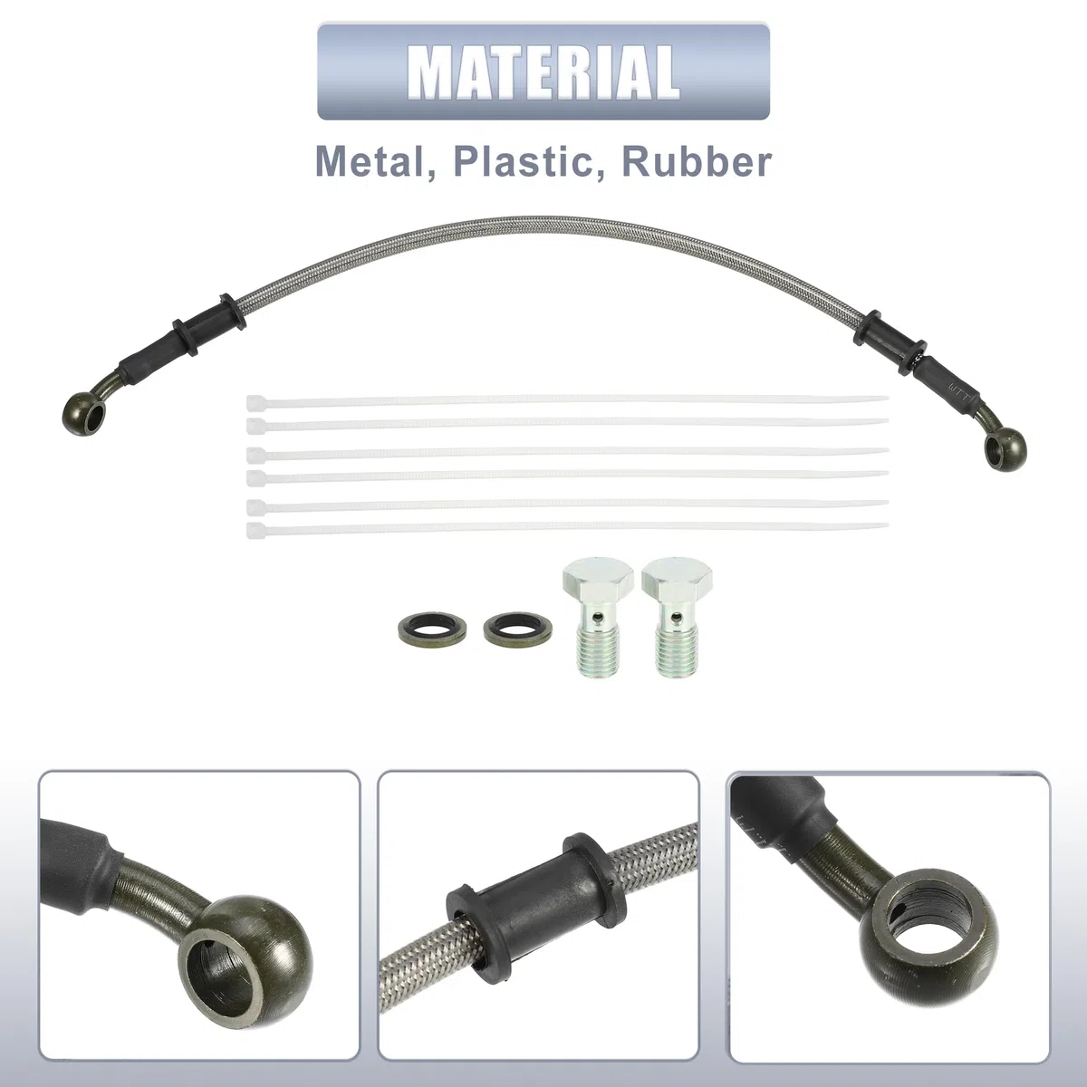 QUARKZMAN 1 Set 40Cm 1.31Ft Manguera de Freno Hidráulico para Motocicleta Con Tornillos