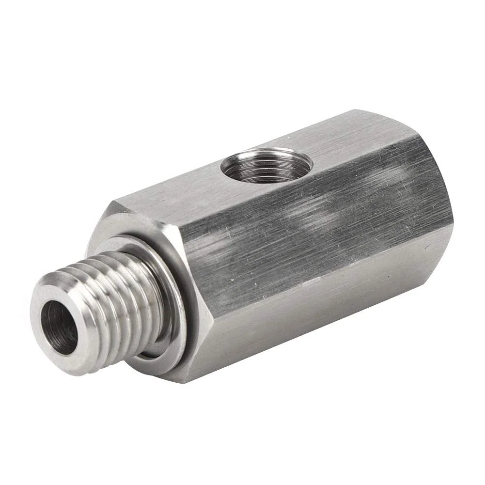 Adaptador de sensor de presión de aceite, M12x1.5 1/8 NPT Medidor de línea de alimentación de suministro turbo Sensor de presión de aceite Conector en T Accesorios de coche de acero inoxidable