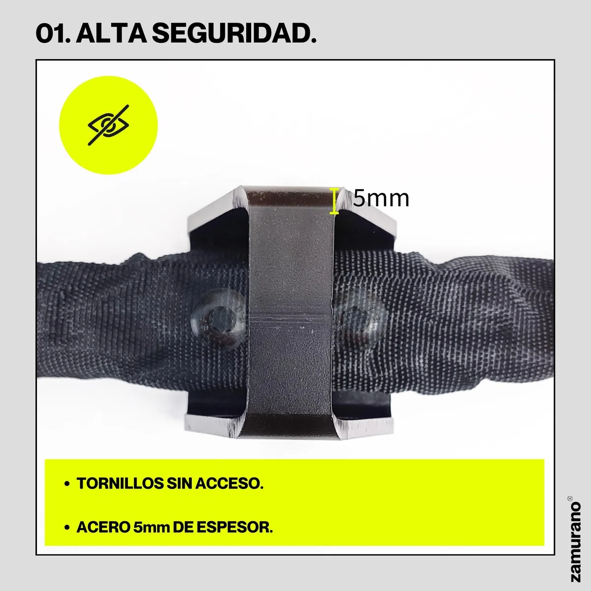 Anclaje antirrobo de alta seguridad para cadena. Ideal para motos y bicis. Cepo de suelo o pared (1)