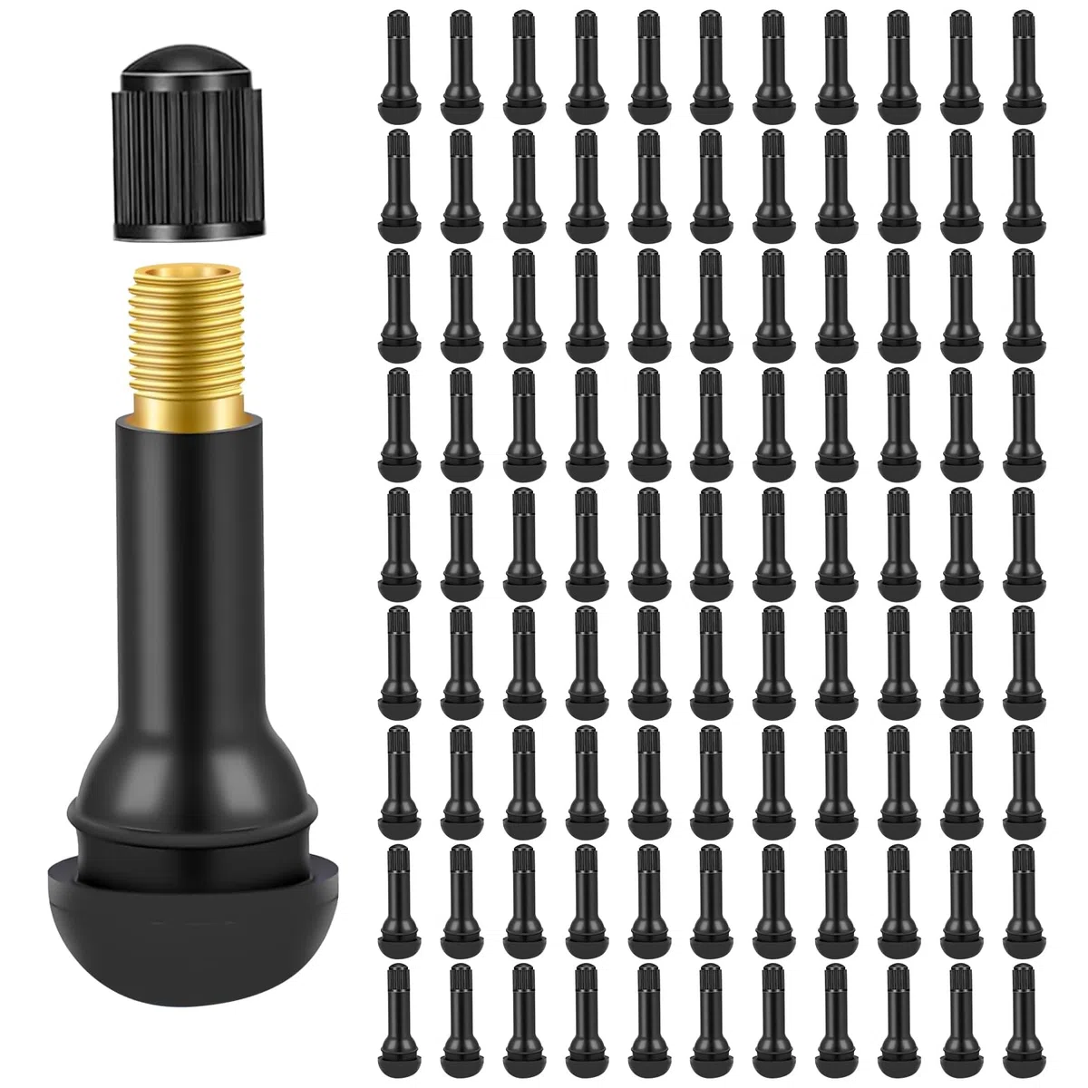 100 unidades TR413 Válvulas de goma, Válvulas de neumáticos universales, Válvulas de coche Snap-In, Válvula de neumático para neumáticos de coche y motocicletas