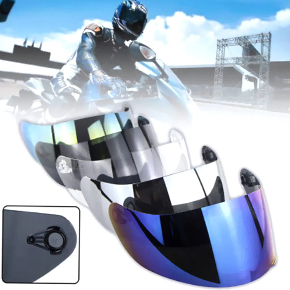 Protección contra el viento para casco de motocicleta, lente objetivo, visera de cara completa compatible con AGV K1 K3SV K5