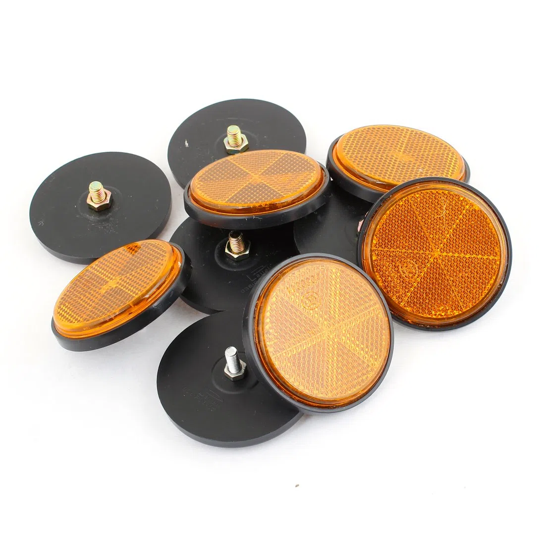 sourcing map Para Motos 6cm Redondo Reflectante Reflector Naranja Negro 6mm Rosca