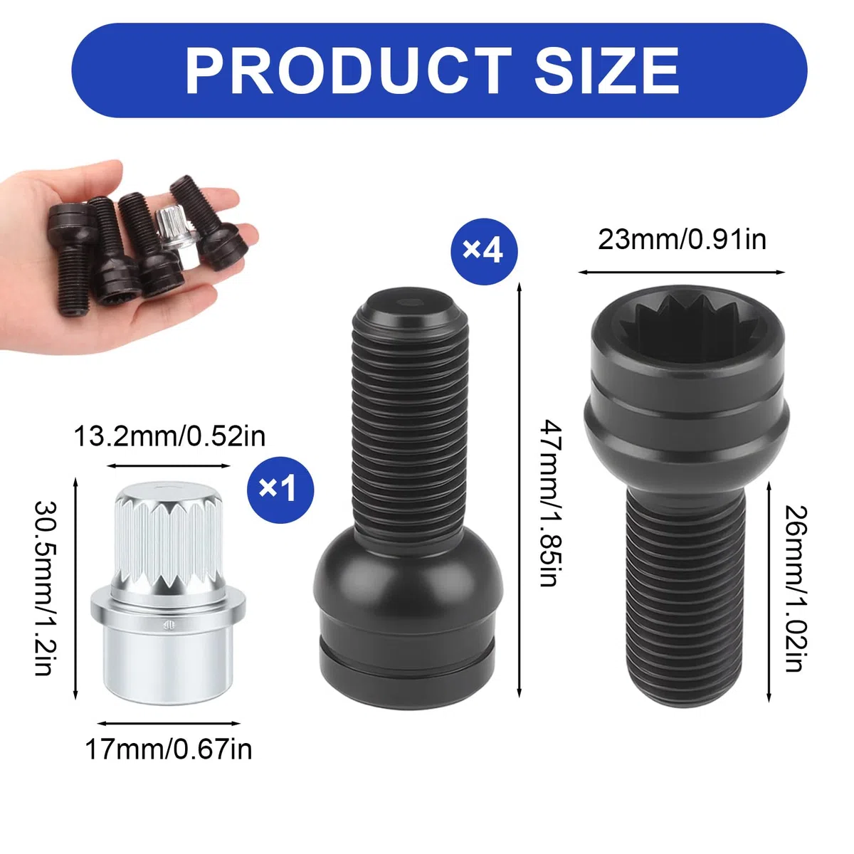 4 Piezas Tornillos Antirrobo Coche M14 x 1,5 mm y Tuerca de Seguridad, Rueda antirrobo de acero OE: 8D0601139F para Protección y Seguridad de Ruedas Compatible con VW Jet/ta BM/W