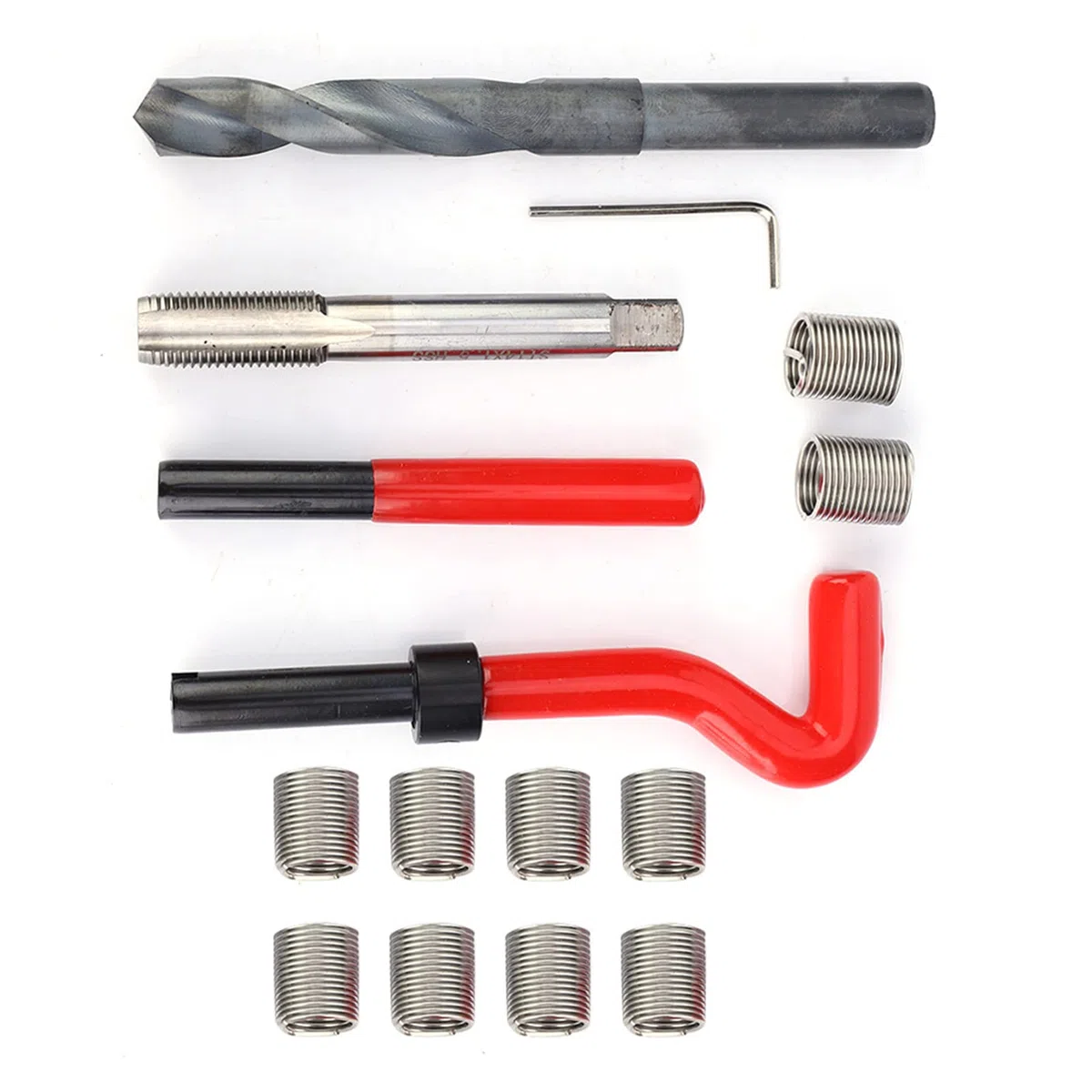 Kit de Reparación de Roscas, 15 Piezas, Insertos Roscados M14 x 1,5 de Acero Inoxidable, Set de Inserción para Reparación de Roscas