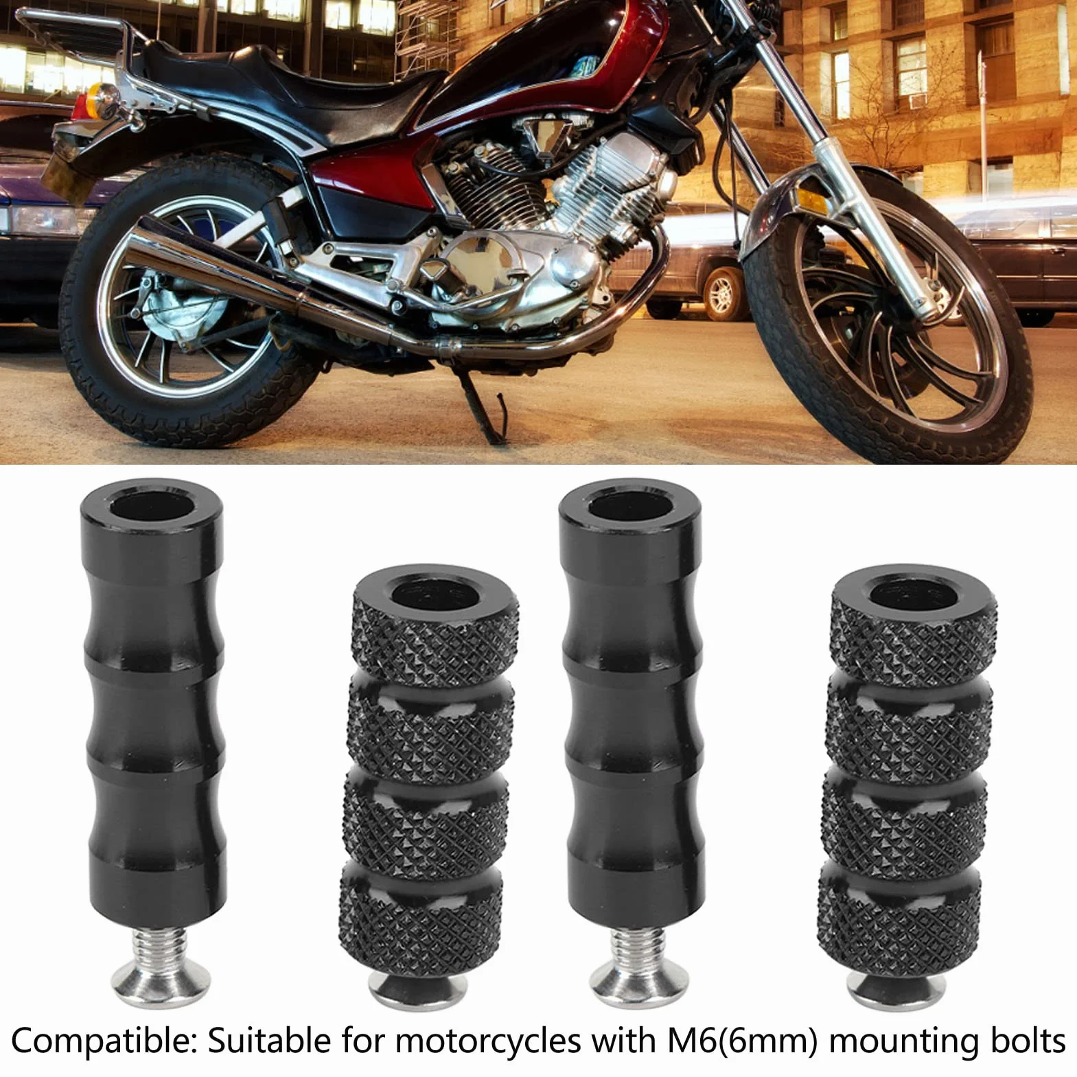 Palanca De Cambio Moleteada Para Motocicleta CNC, 2 Pares, Antideslizante, Palanca De Cambio De Marchas, Clavijas De Freno, Pedal, Reposapiés Delantero Con Orificio De 6mm Para Pernos (Black)