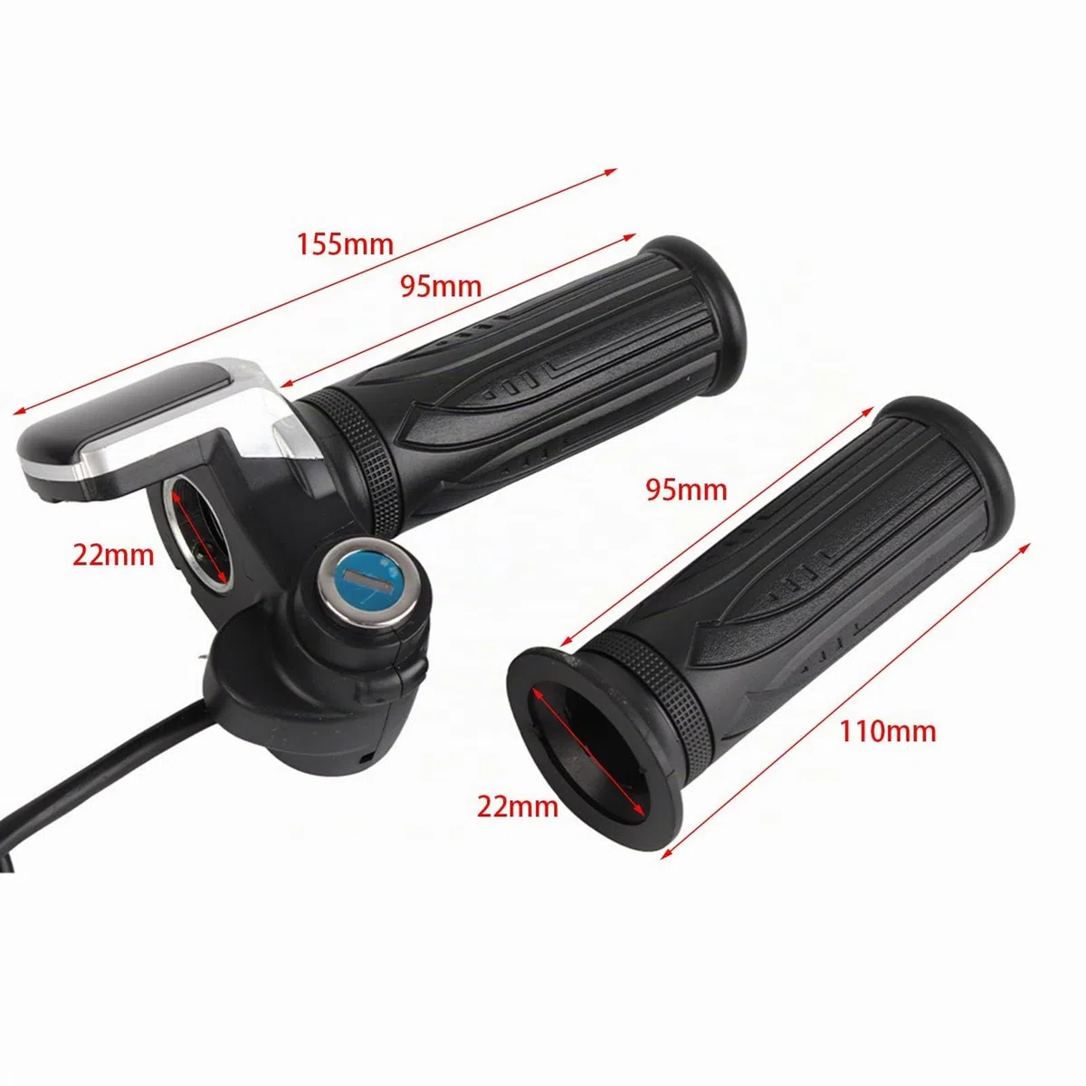 Akozon Empuñadura de Acelerador eléctrico Acelerador de Medio de 36V con indicador LED de Encendido Bloqueo de Teclas para Motos Eléctricas Scooters Motocicleta