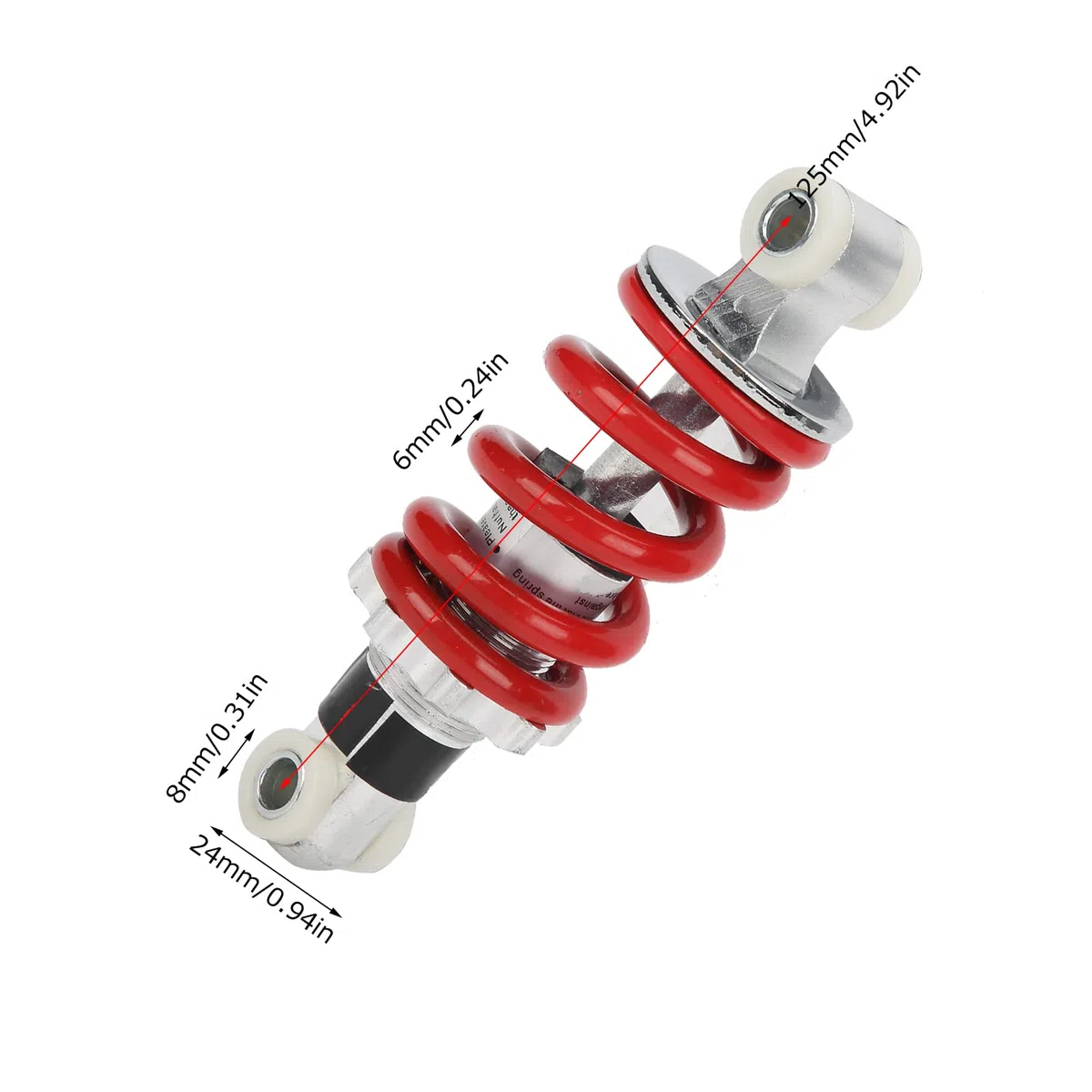 Amortiguador Trasero para Motocicleta, Amortiguador Universal Ajustable de Aire con Resorte de Acero Inoxidable 125mm 750LB/IN Aleación de Aluminio para Mini Bicicleta y Ciclomotor