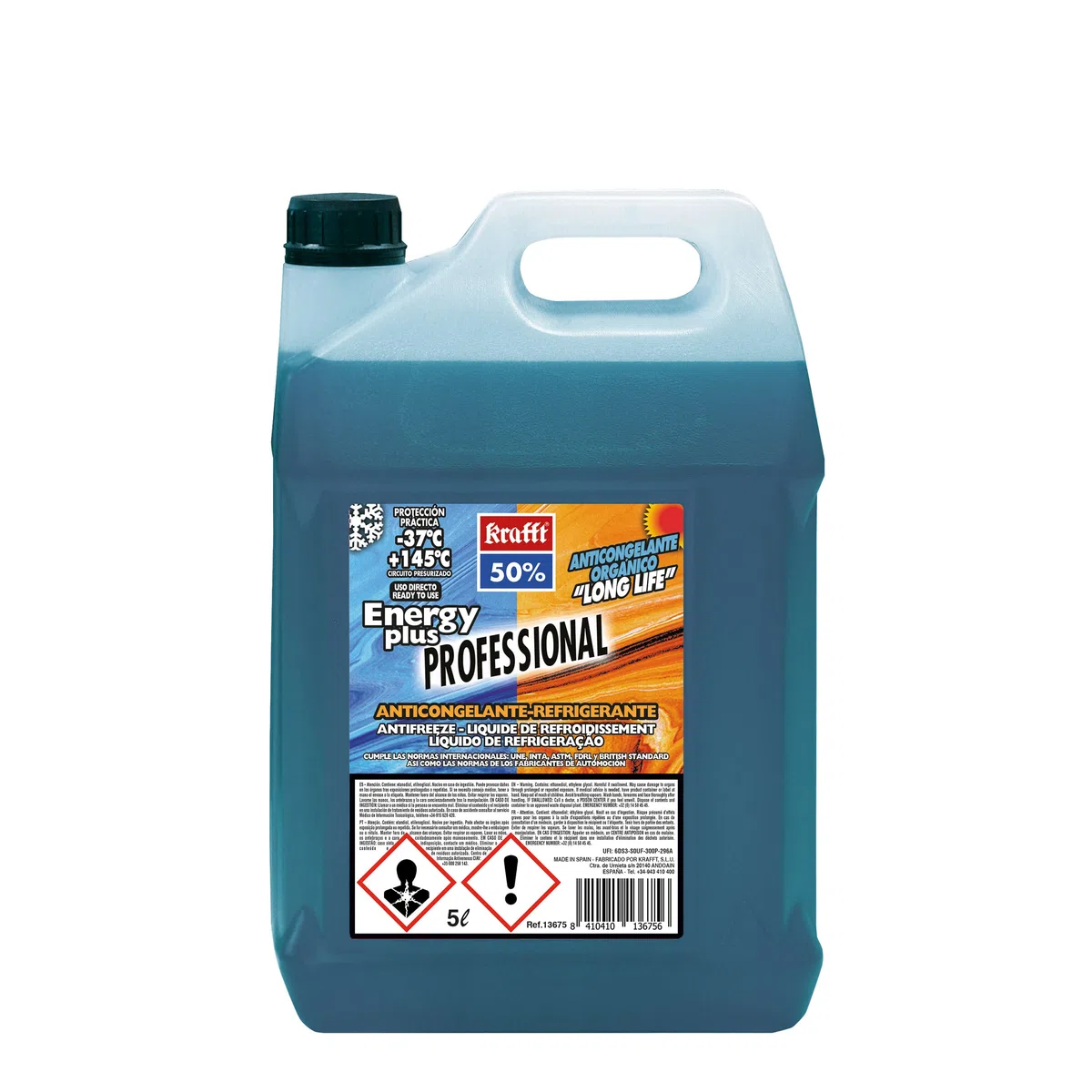 krafft Anticongelante Coche 50% (G-12) Líquido Refrigerante Coche Orgánico Azul Energy Plus CC 5L