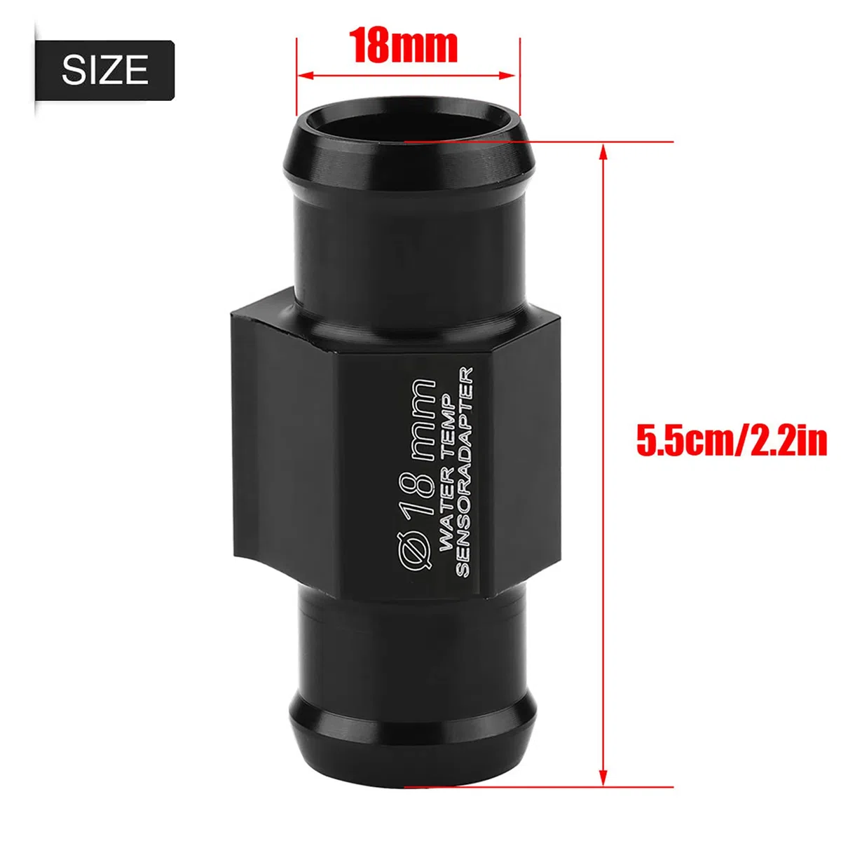 KIMISS Adaptador para sensor de temperatura de agua, para moto, junta de 22mm, conexión para manguera, compatible para termómetro y manómetro