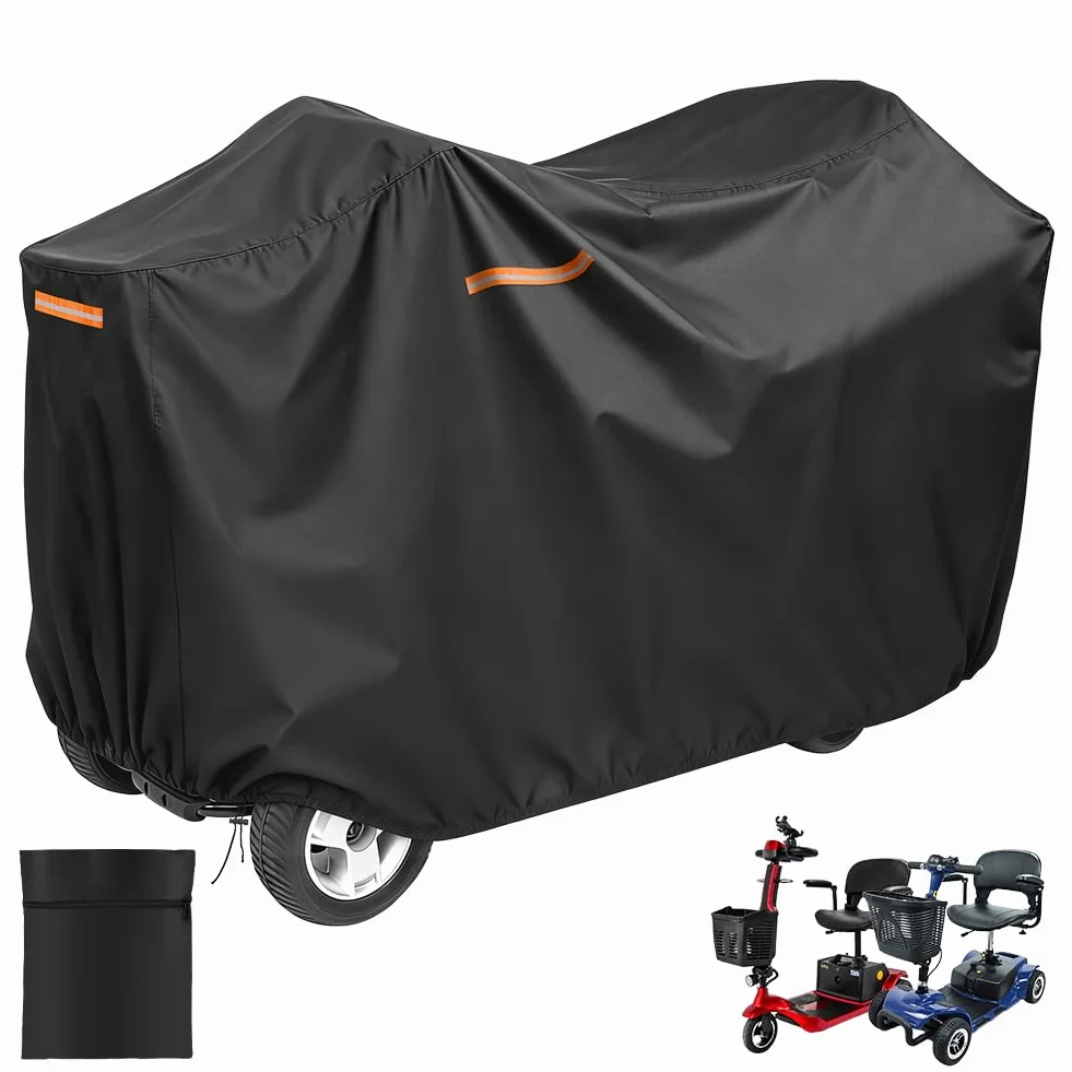 Funda del Scooter de Movilidad 140x66x92CM, con Bolsa Almacenamiento, Tela Oxford 210D Recubrimiento Plata PU, Prueba Polvo, Agua, Resistente a Los Excrementos de Pájaros y a Los Rayos UV