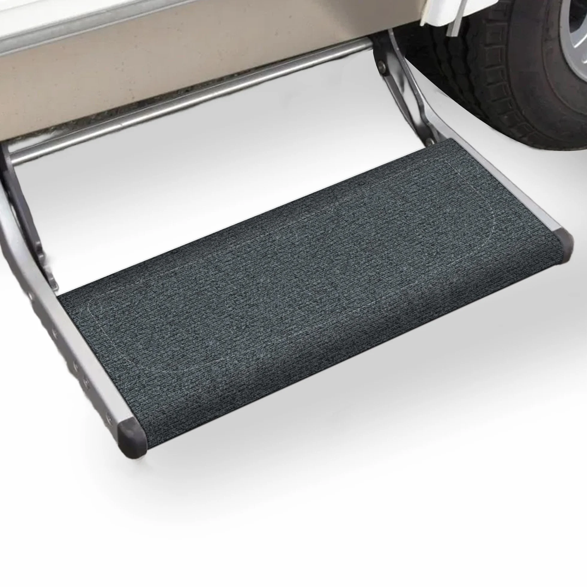 Alfombrilla para Escalones de Autocaravana,con Hebillas,Ajustable y Antideslizante,para Escalones Manuales de Varias Capas y EléCtricos de Una Sola Capa(Profundidad de 8 a 11 Pulgadas),Gris