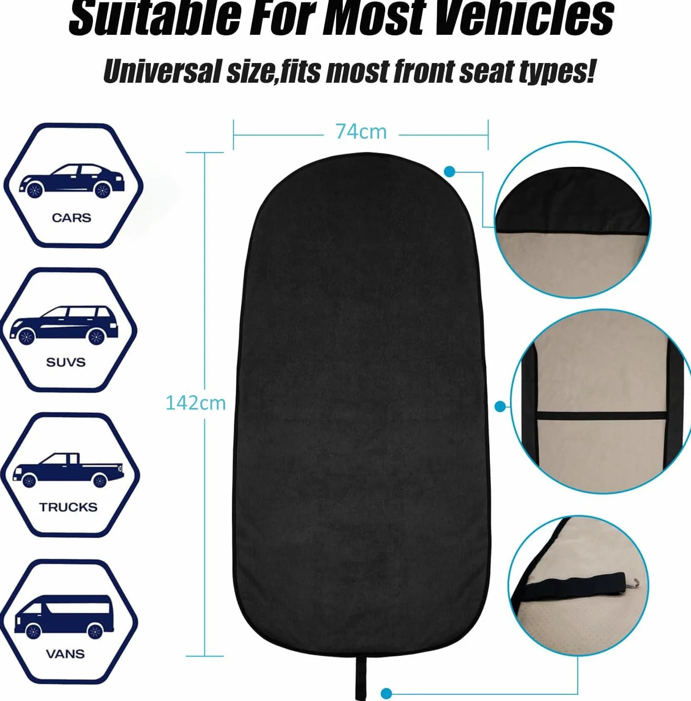 Einesin Funda Impermeable para Asiento de Coche, Toalla Antideslizante para Asientos Delanteros, Ajuste Universal para Gimnasio, Running, Mascotas, Lavable y Sin Olores