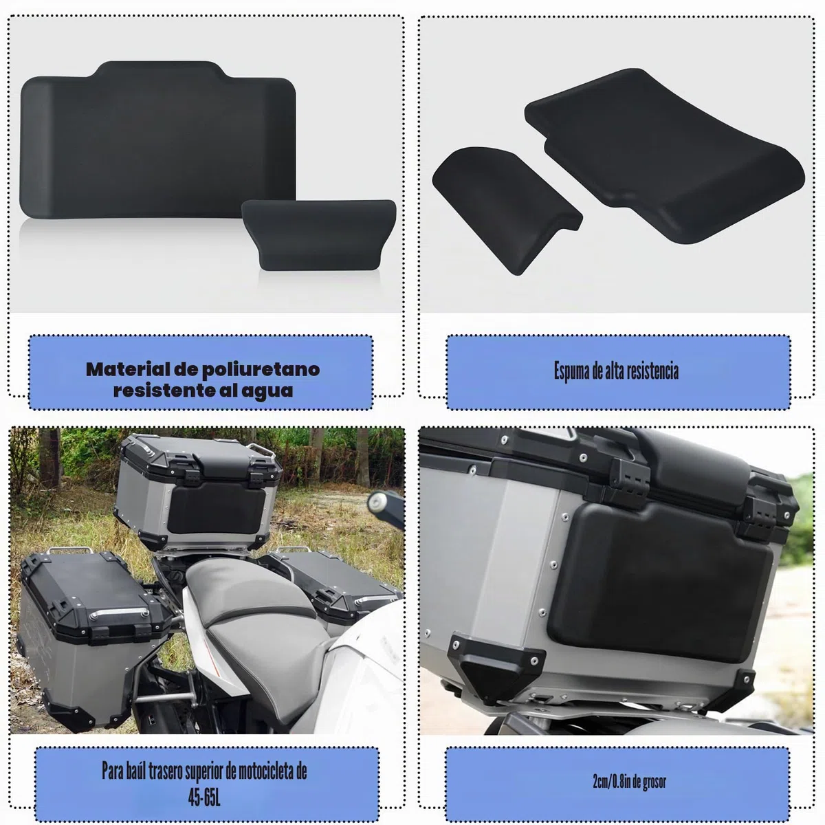 iFCOW Almohadilla del Respaldo de la Motocicleta, Almohadilla del Respaldo del Pasajero de la Motocicleta para la Caja Superior de Aluminio de la Motocicleta 45-65L
