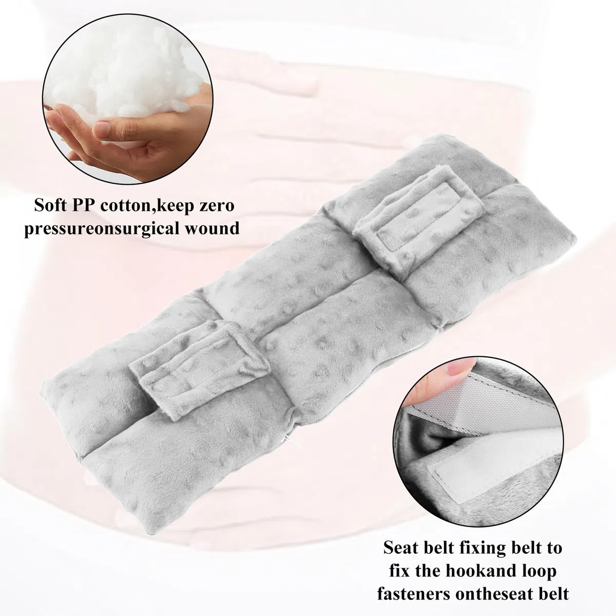 Cojín de histerectomía para cinturón de seguridad, cojín de mastectomía con bolsillo para cáncer uterino, postcirugía abdominal, protección curativa, cesárea, recuperación, almohadilla de coche