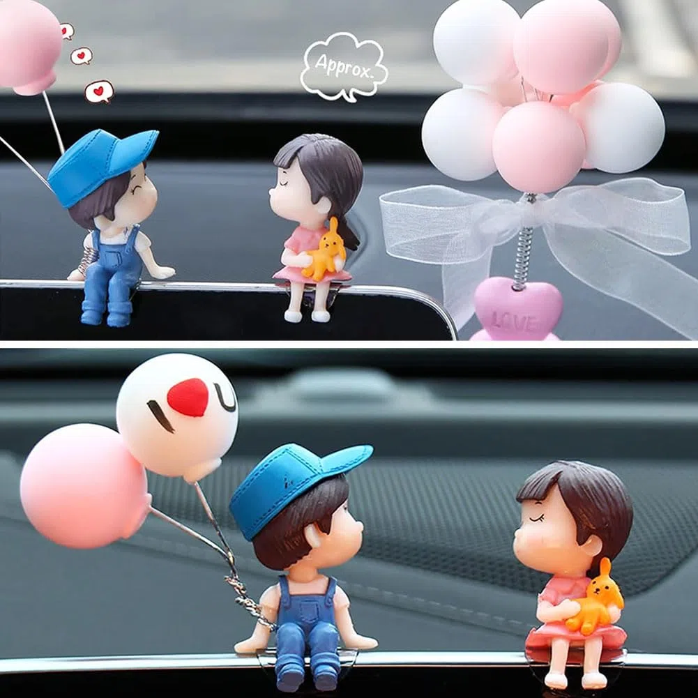 Decoración de Coche,Bonito Adorno de Coche para Pareja,Figura de Muñeca de Globo de Coche,Adornos Lindos para Parejas de Besos,Estatua de Pareja para Coche,Hogar