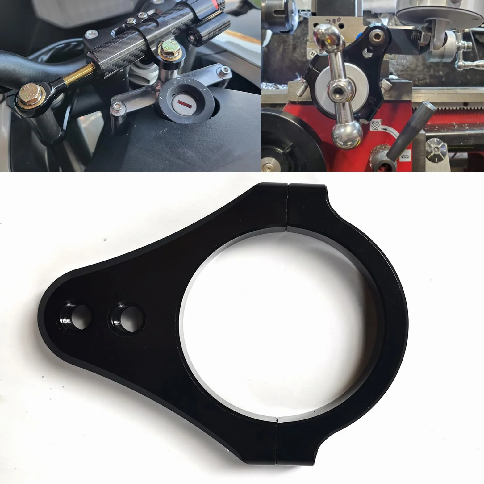 50mm Soporte de horquilla de motocicleta, soporte de dirección, soporte de amortiguador de vibración, soporte de fijación de abrazadera, estabilizador universal
