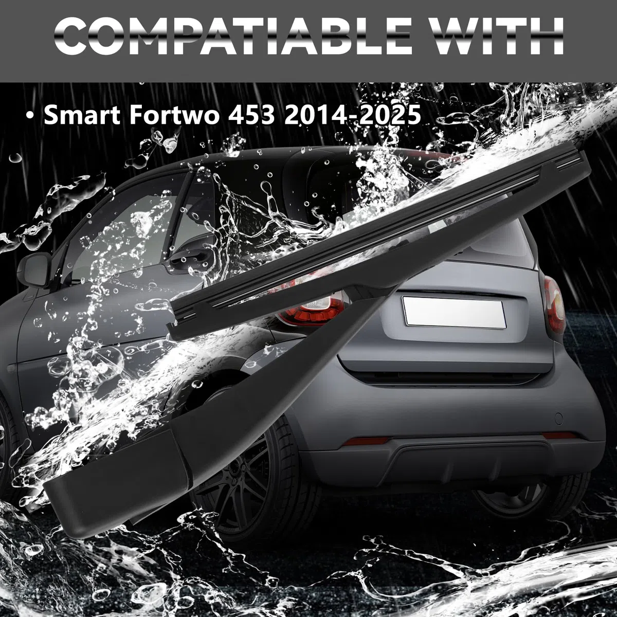 Limpiaparabrisas de Ventana Trasera Compatible con Smart Fortwo 453 2014-2025, Juego de Cuchillas y Limpiaparabrisas del Parabrisas