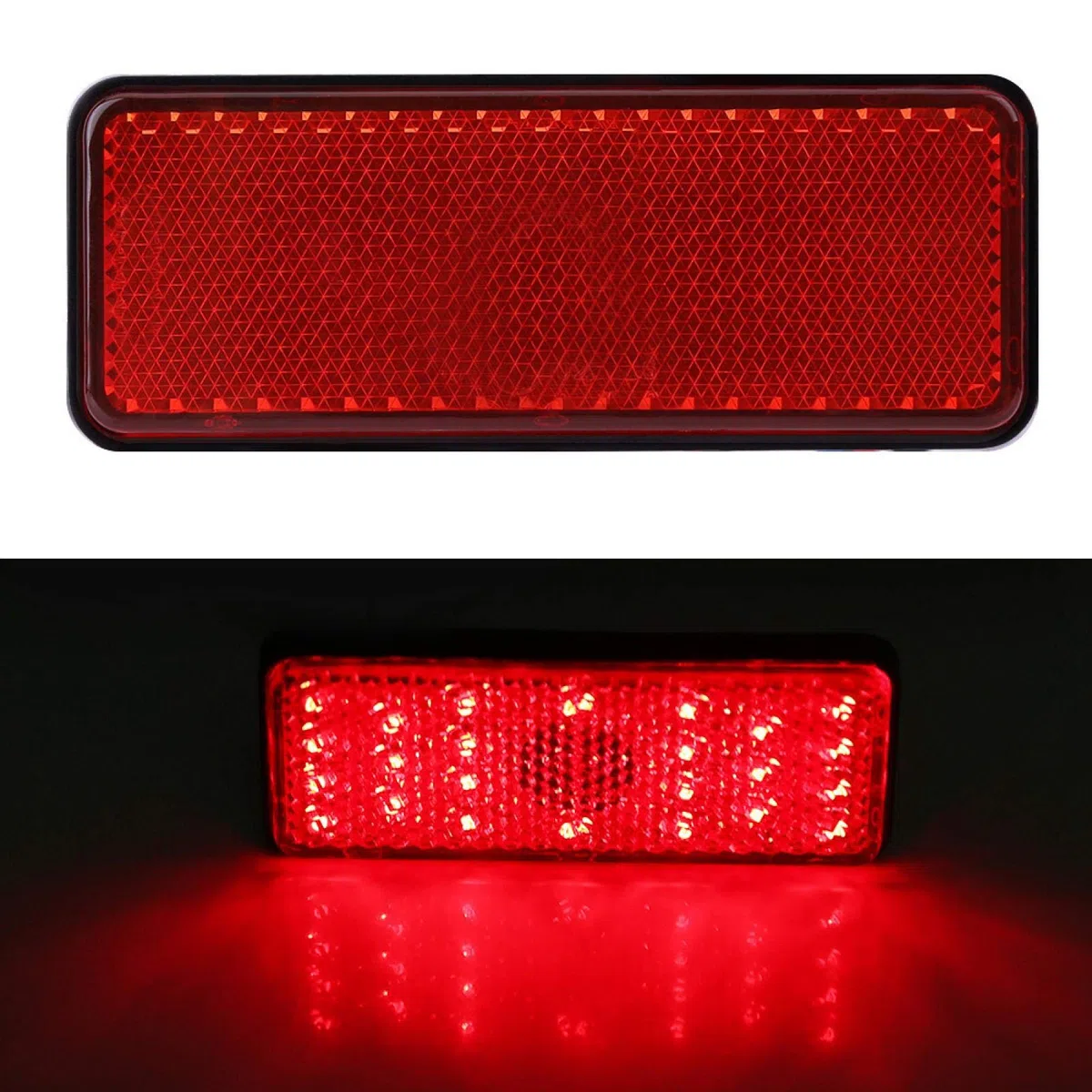 12V 2.3a Rectángulo LED Reflector Luz Trasera de Freno Lámpara de Parada Universal para Motocicleta Scooter Ciclomotor (SMD LED 24 Piezas por Lámpara)(Luz roja de concha roja)
