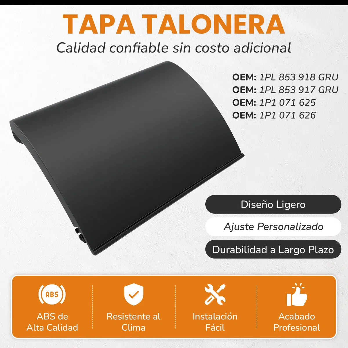 Tapa Talonera Seat Leon Mk2 FR-Cupr@-Kit Aero Todas Sus Variantes/Tapadera Faldones Laterales Leon Mk2/ Tapas Talonera Leon MK2 2006-2012 Negro ((Delantera Izquierda) 1PL 853 917 GRU)