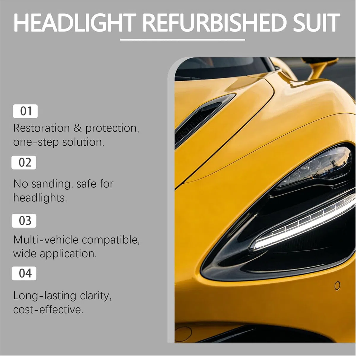 Jeeeun Headlight Refurbished Suit, Quick Repair Foggy Yellowed Oxidized Headlamp, Restore Clear Vision for All Cars Vehicles (1set)