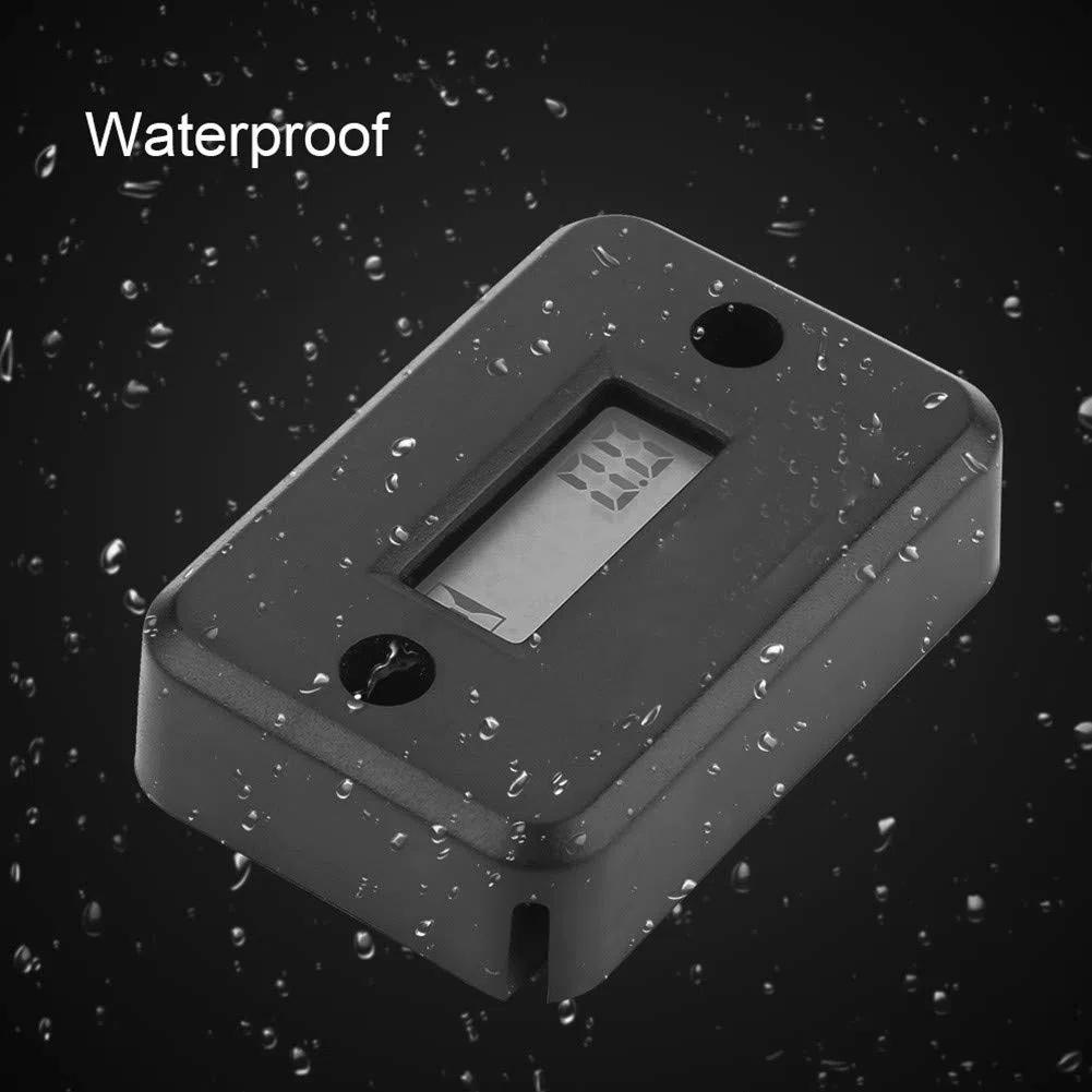Medidor de Horas Digital, Medidor de Horas Vibración Inalámbrico, Ajuste Inalámbrico para Máquina Vibratoria, Medidor de Horas Inalámbrico Marino Motocicleta(Negro)