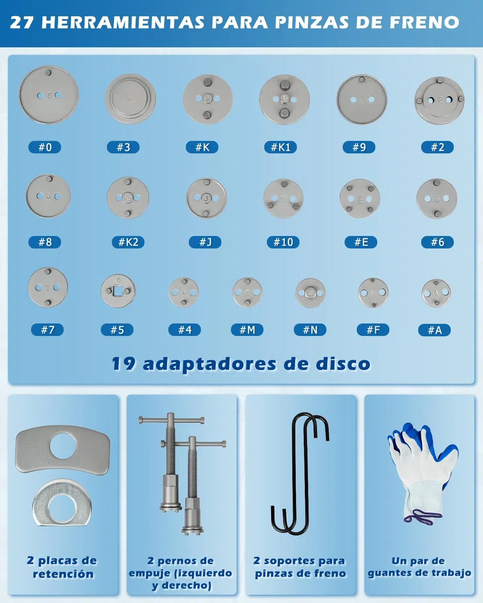 DAYUAN Reposicionador de pistones de Freno 27 Piezas para reposicionar el pistón de Freno al Cambiar los Discos, Las Zapatas o Las Pastillas de Freno, Set de Herramientas para vehículos