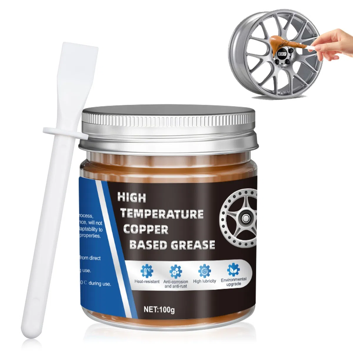 Allony Pasta de Cobre para Frenos - Grasa Resistente a Altas Temperaturas y al Desgaste - Adecuado para Pastillas de Freno para Evitar Ruidos - 100g
