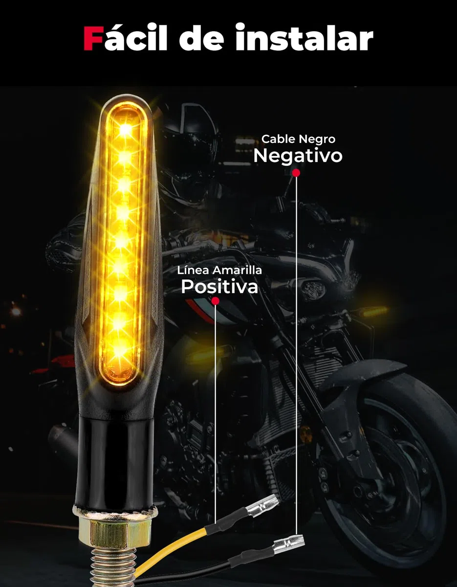 KEMIMOTO E24 Intermitentes Homologados, 4 PCS Universal Faros Led Secuencial 12V 9 LEDS Cuentas, Tuerca M10 Lámpara Indicador Señal Giro Impermeable IP67 para Motocicleta Cruiser Scooter