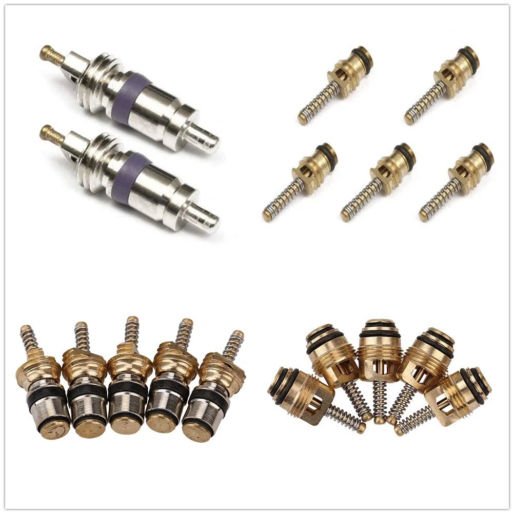 39PCS Refrigeración para automóvil A/C Kit de núcleo de válvula R12 R134A Aire Acondicionado automotriz Válvula de neumático Núcleos de vástago con Surtido de Herramientas de extracción
