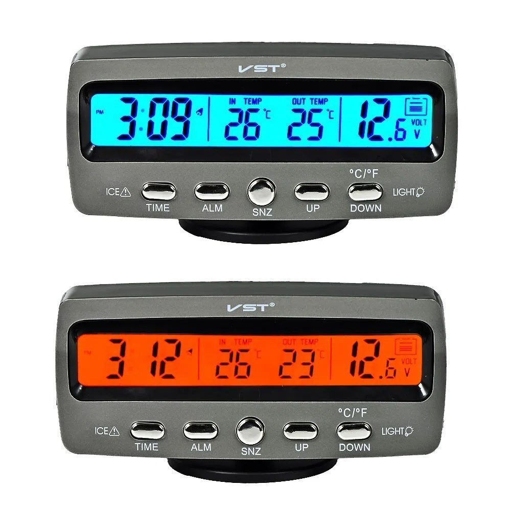 LCD Automoción Electrónico Relojes, Interior del Coche y Termómetro Exterior, Monitorización de Voltaje, Despertador, Multifuncional Mesa